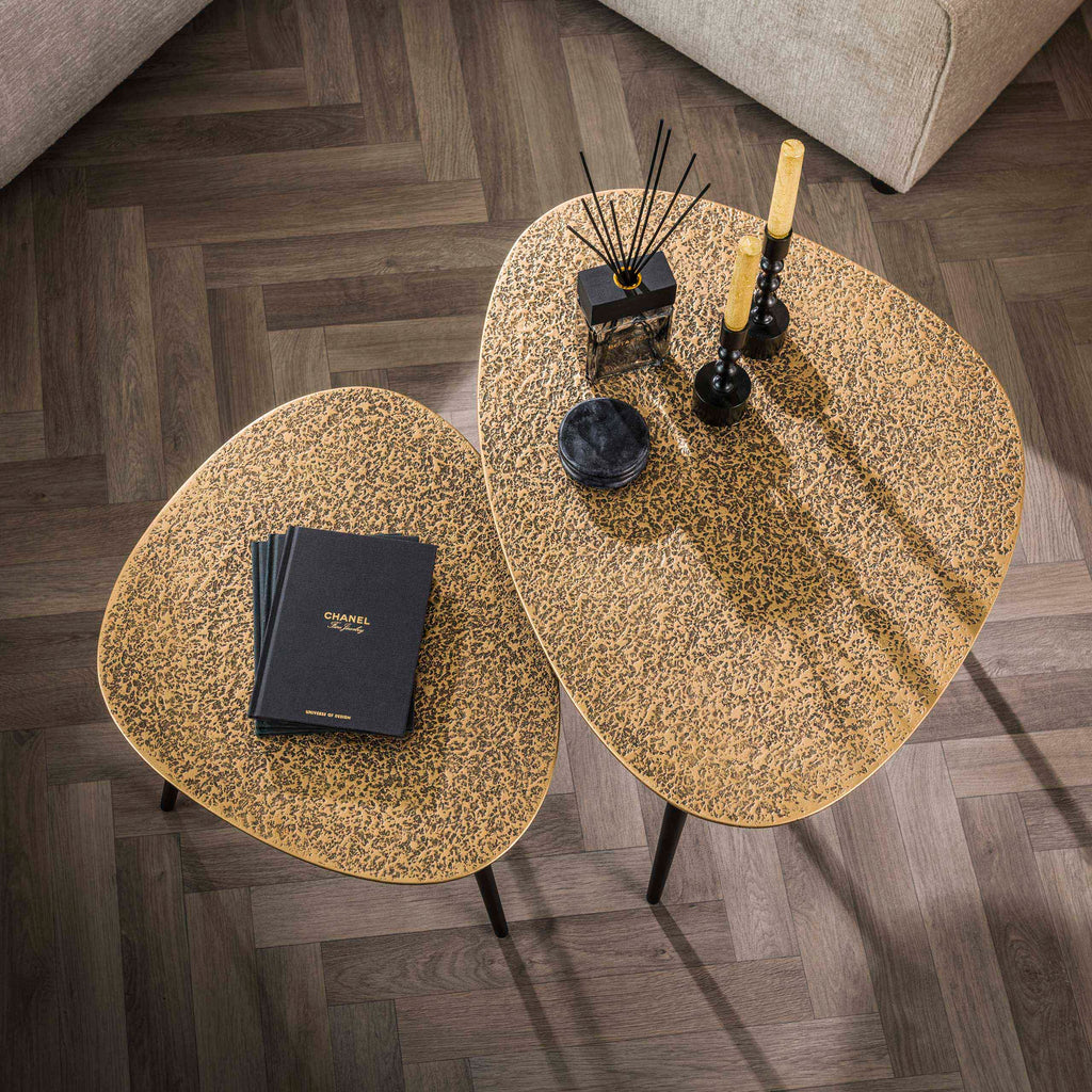 Salontafel Metallic Driehoekig | Set van 2 | Antiek brons