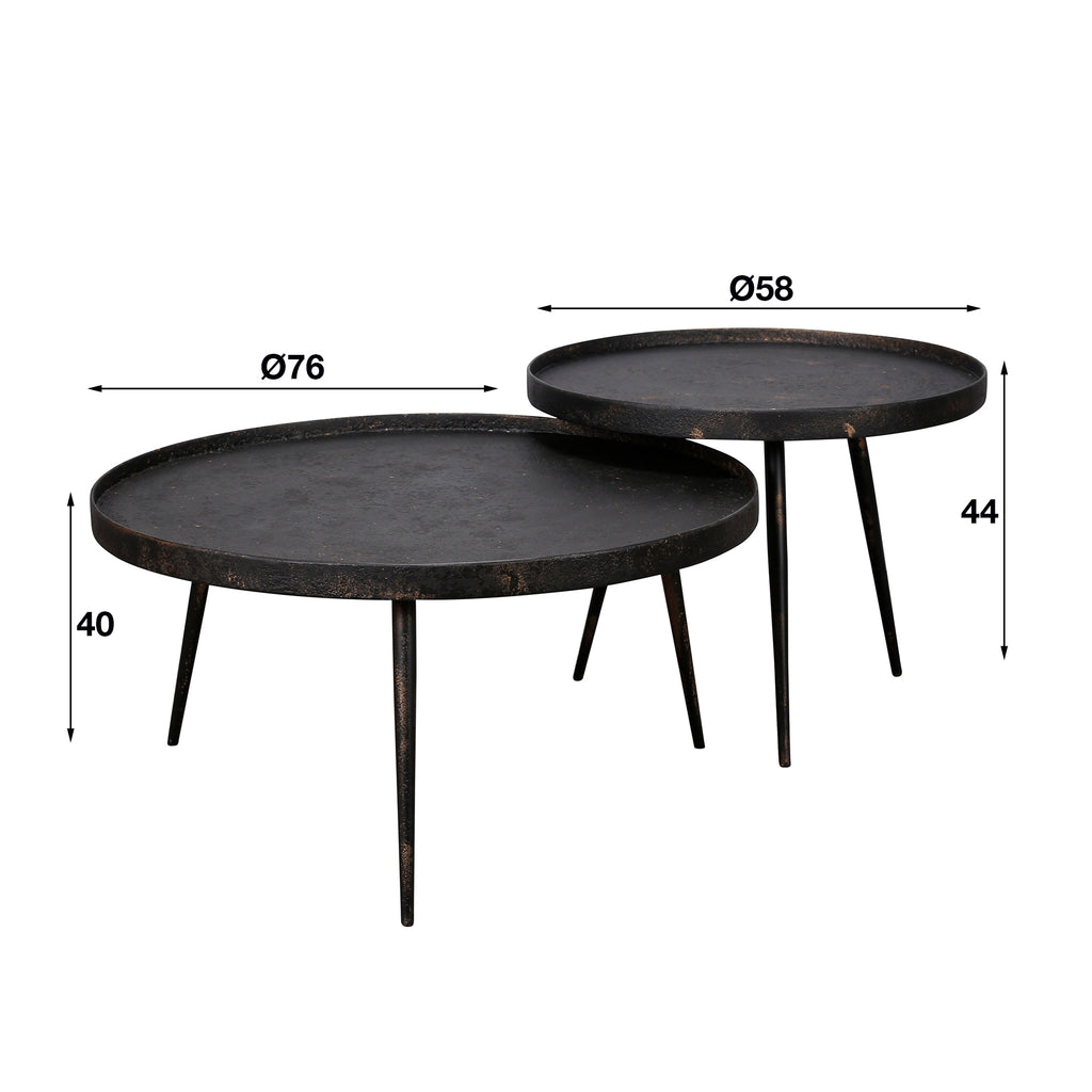 Salontafel Metallic Rond | Set van 2 | Grijs