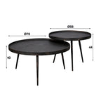 Salontafel Metallic Rond | Set van 2 | Grijs