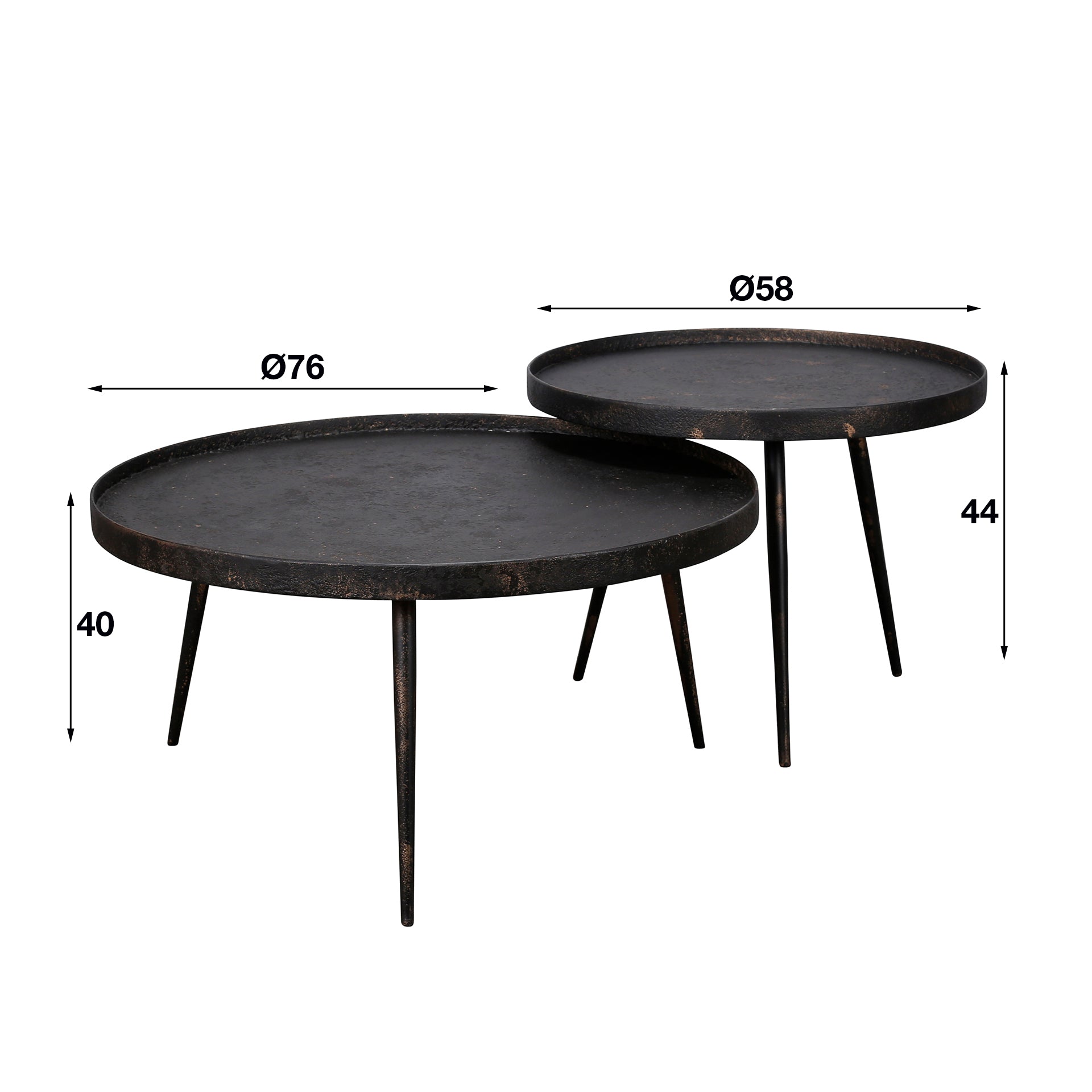 Salontafel Metallic Rond | Set van 2 | Grijs