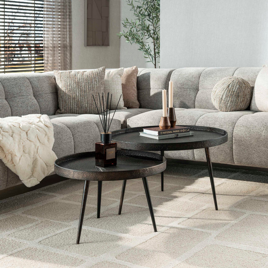 Salontafel Metallic Rond | Set van 2 | Grijs
