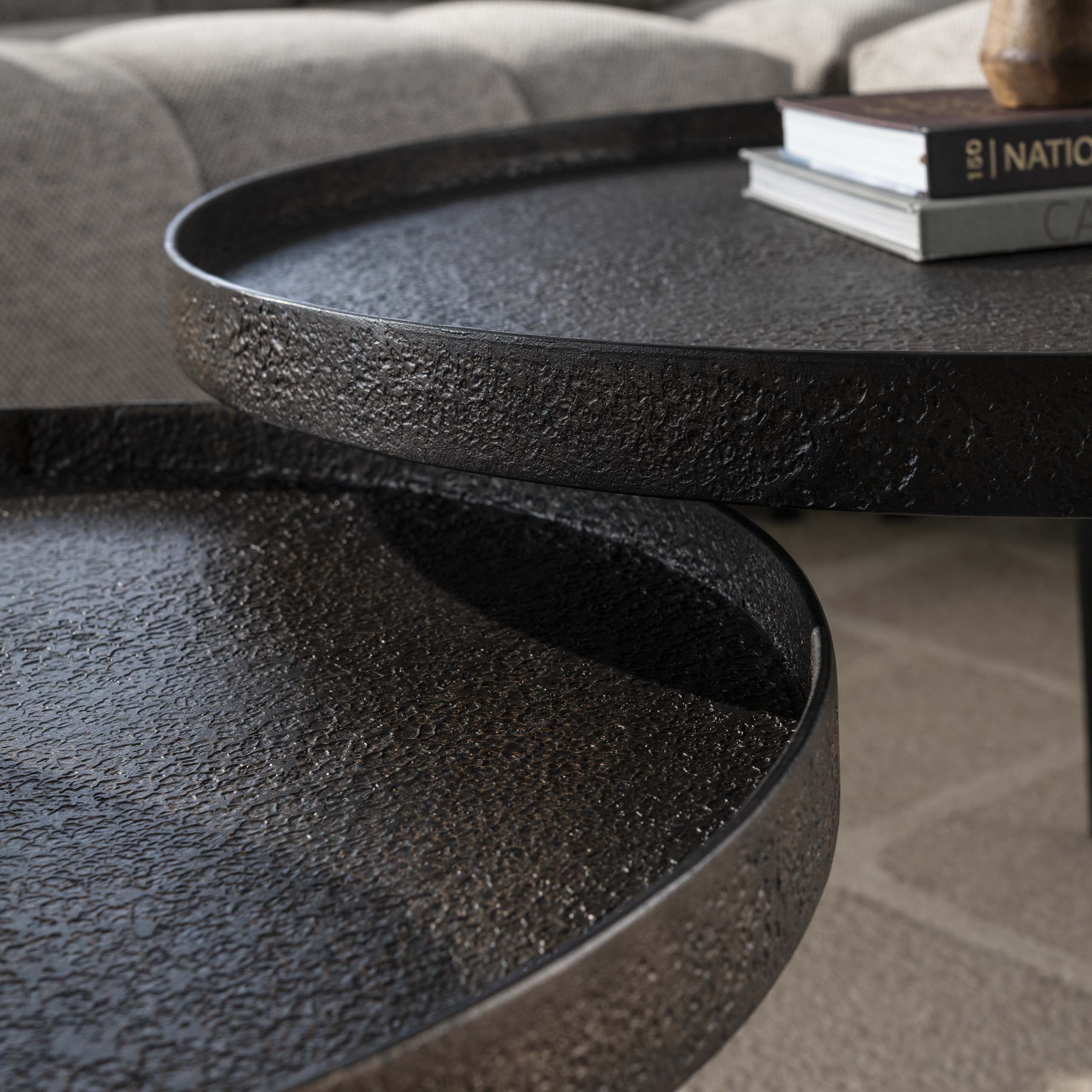 Salontafel Metallic Rond | Set van 2 | Grijs