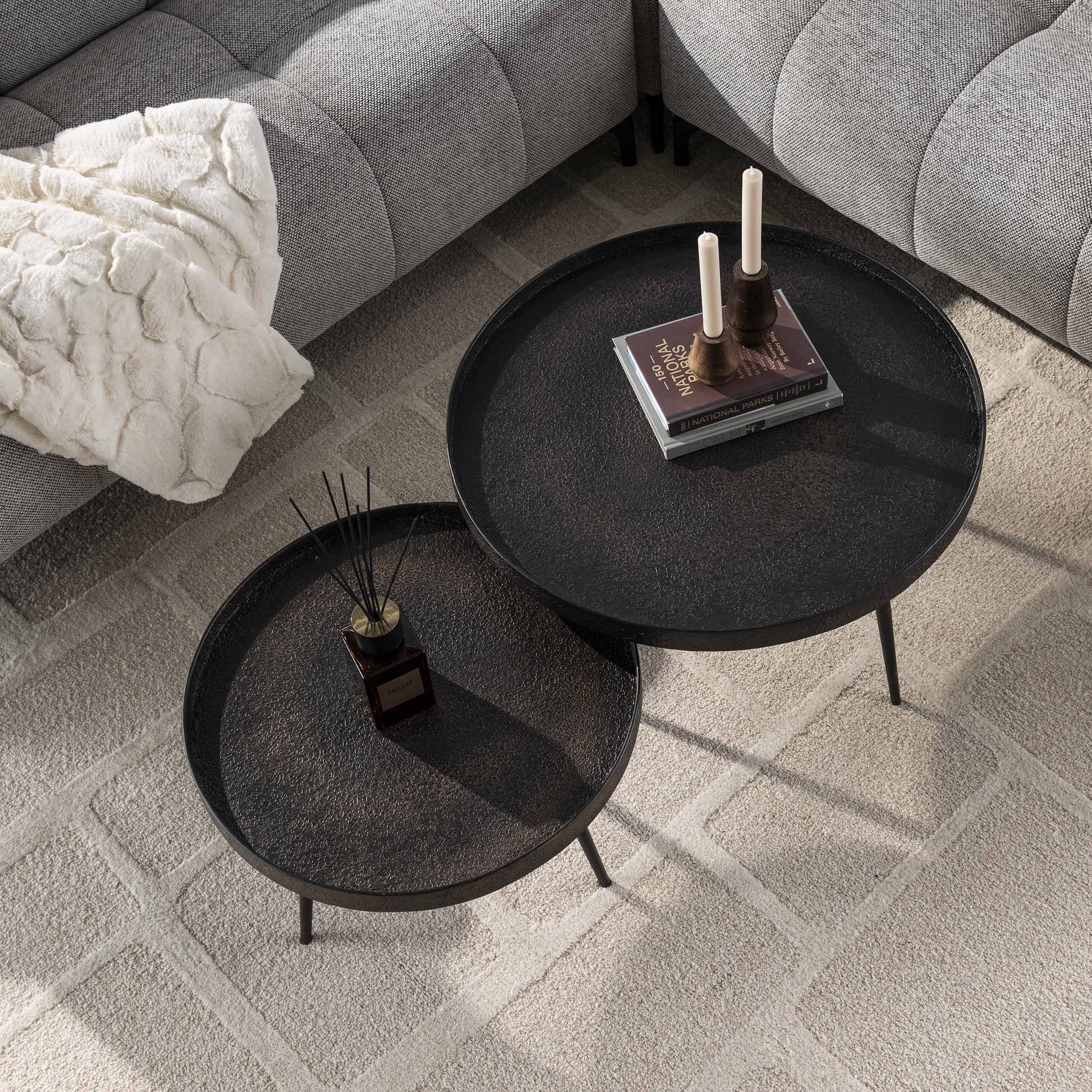 Salontafel Metallic Rond | Set van 2 | Grijs