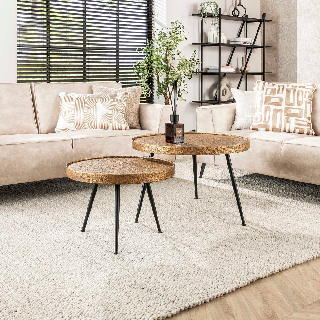 Salontafel Metallic Rond | Set van 2 | Antiek brons