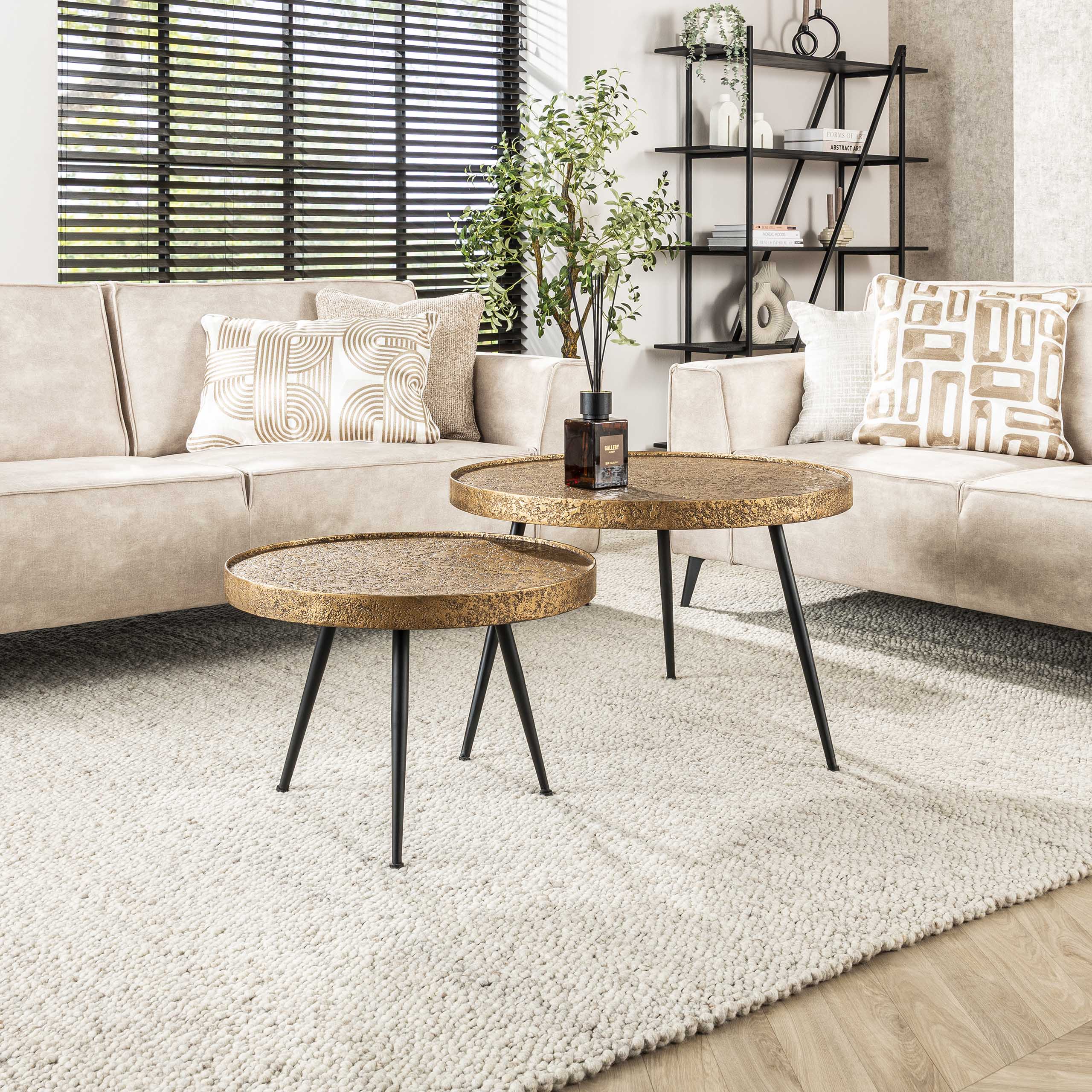 Salontafel Metallic Rond | Set van 2 | Antiek brons