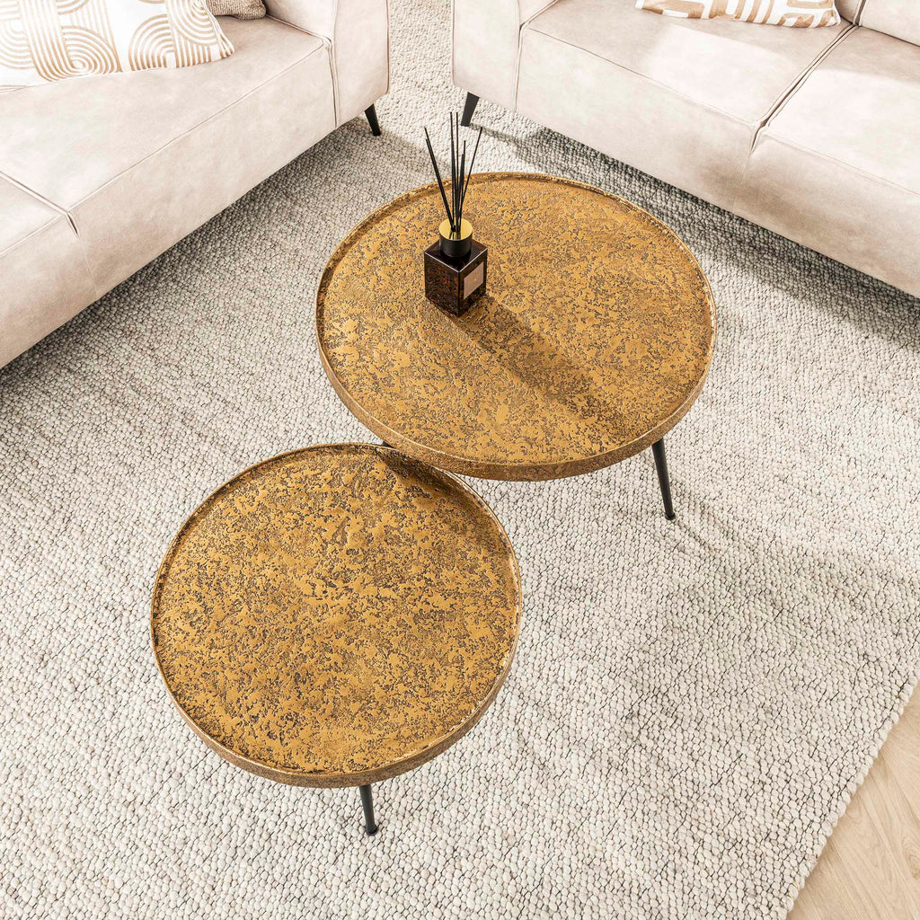 Salontafel Metallic Rond | Set van 2 | Antiek brons