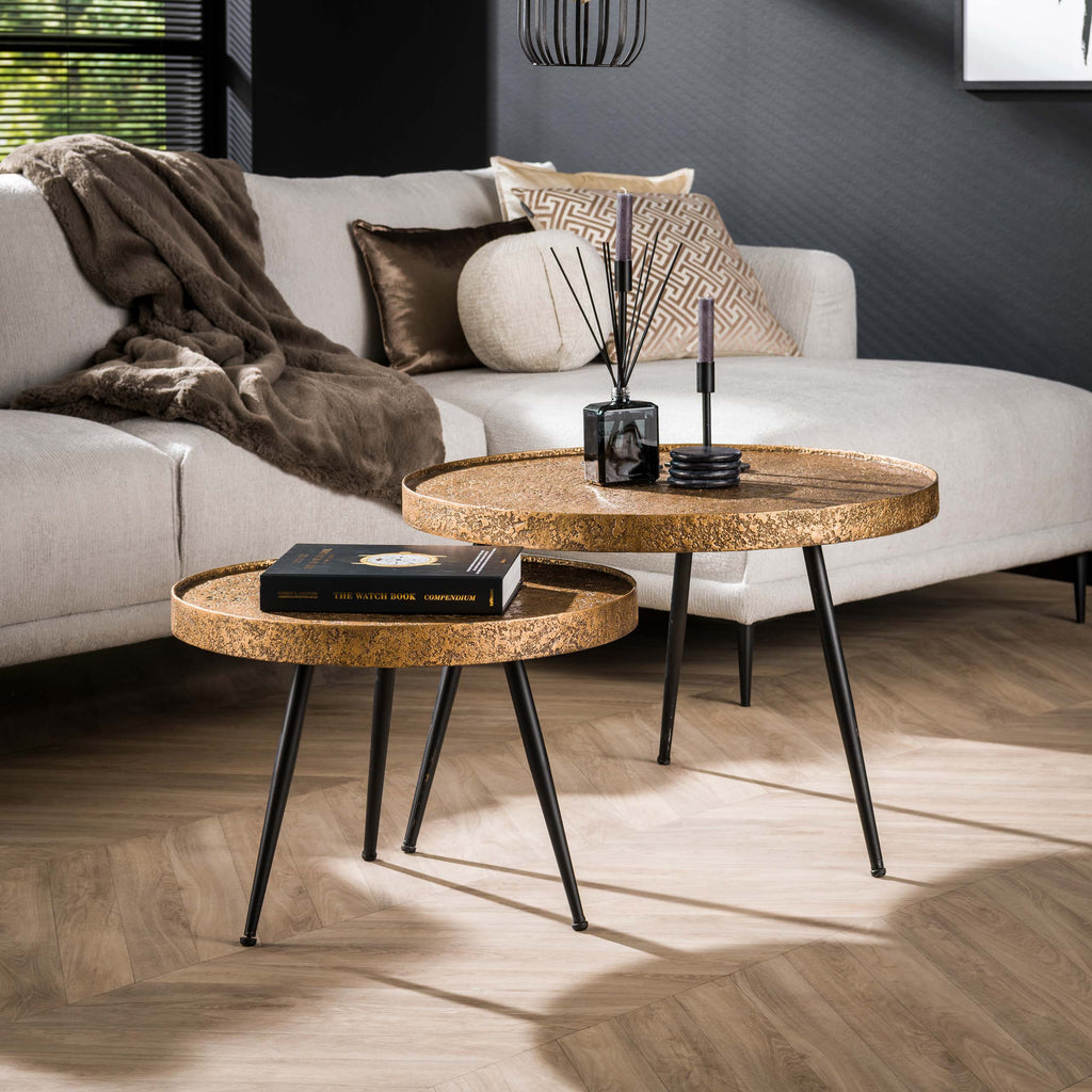 Salontafel Metallic Rond | Set van 2 | Antiek brons
