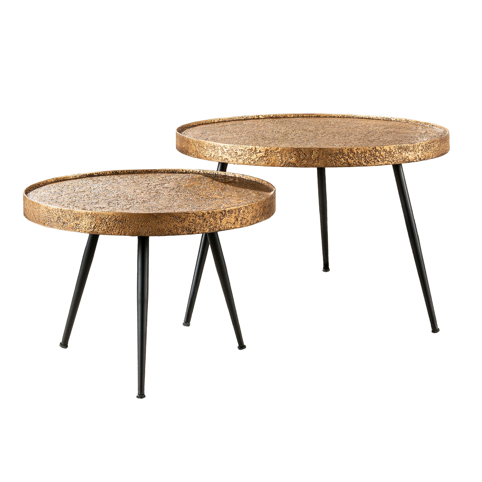 Salontafel Metallic Rond | Set van 2 | Antiek brons