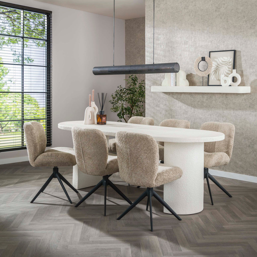 Eettafel Arch Stone | Plat ovaal | Marmer composiet