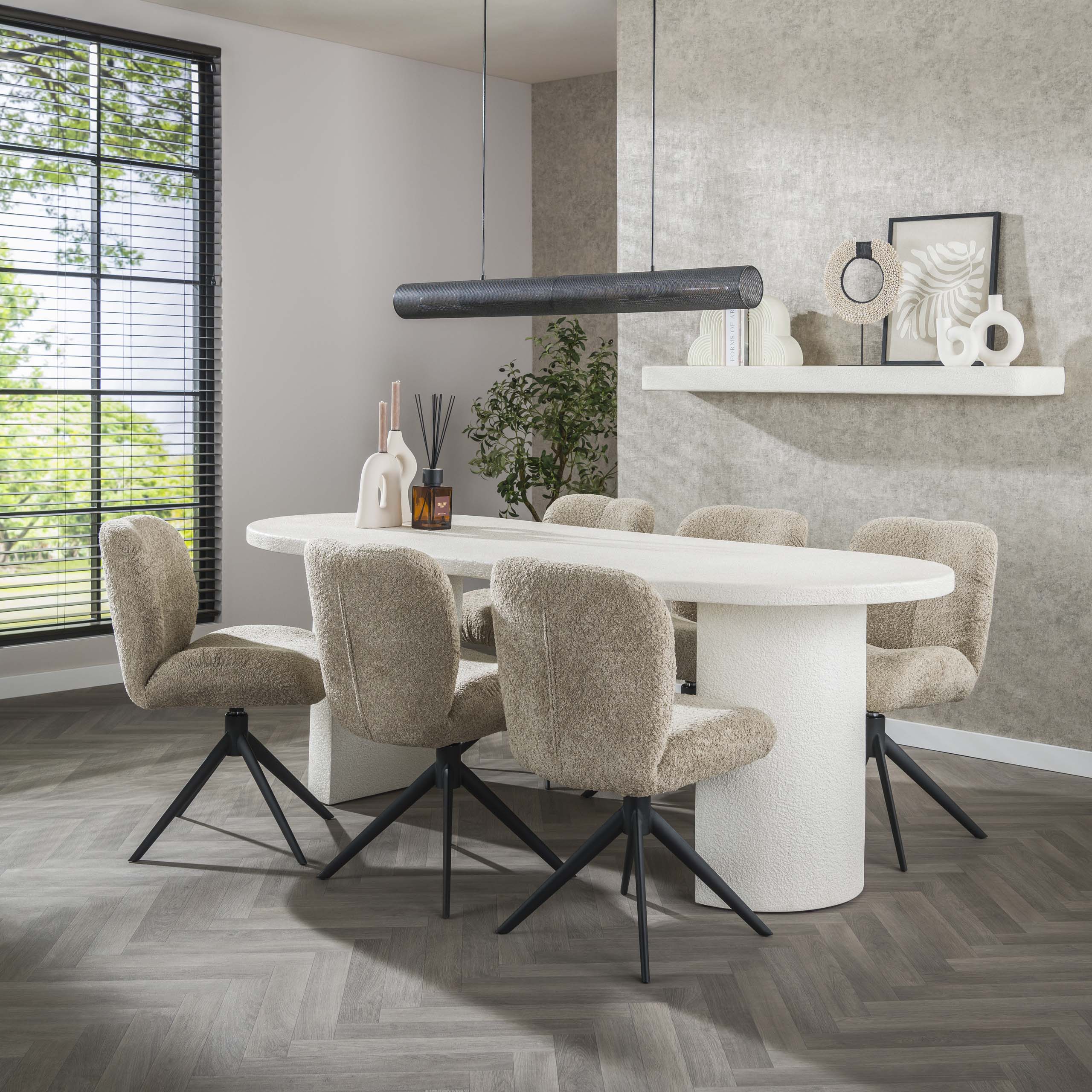 Eettafel Arch Stone | Plat ovaal | Marmer composiet