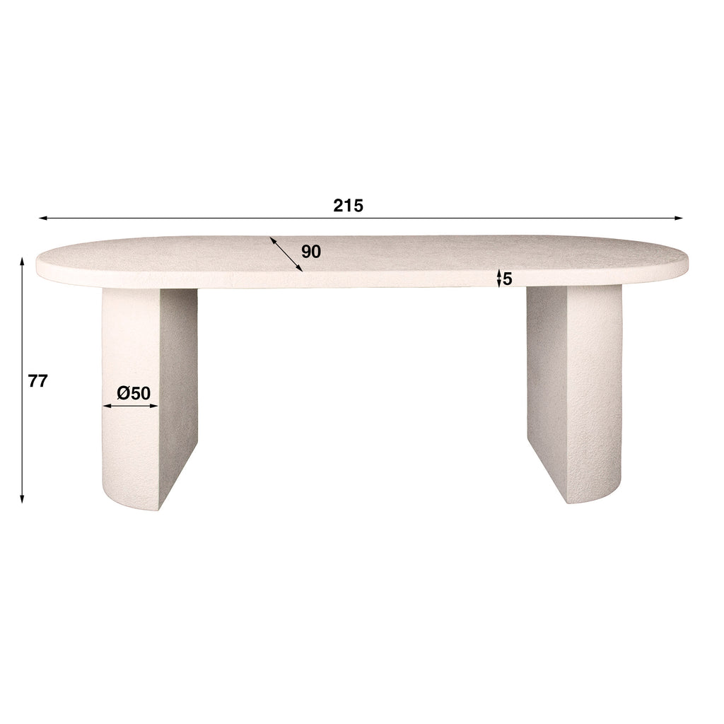 Eettafel Arch Stone | Plat ovaal | Marmer composiet