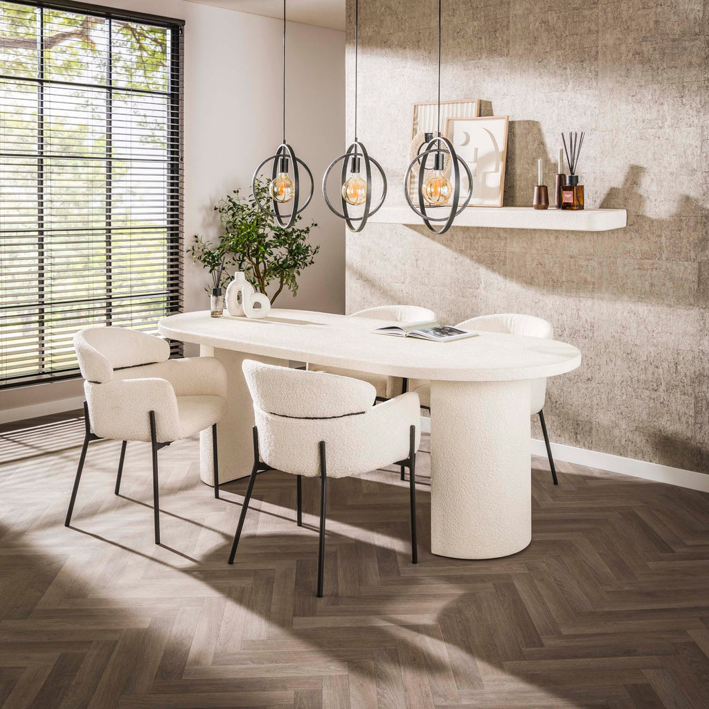 Eettafel Arch Stone | Plat ovaal | Marmer composiet