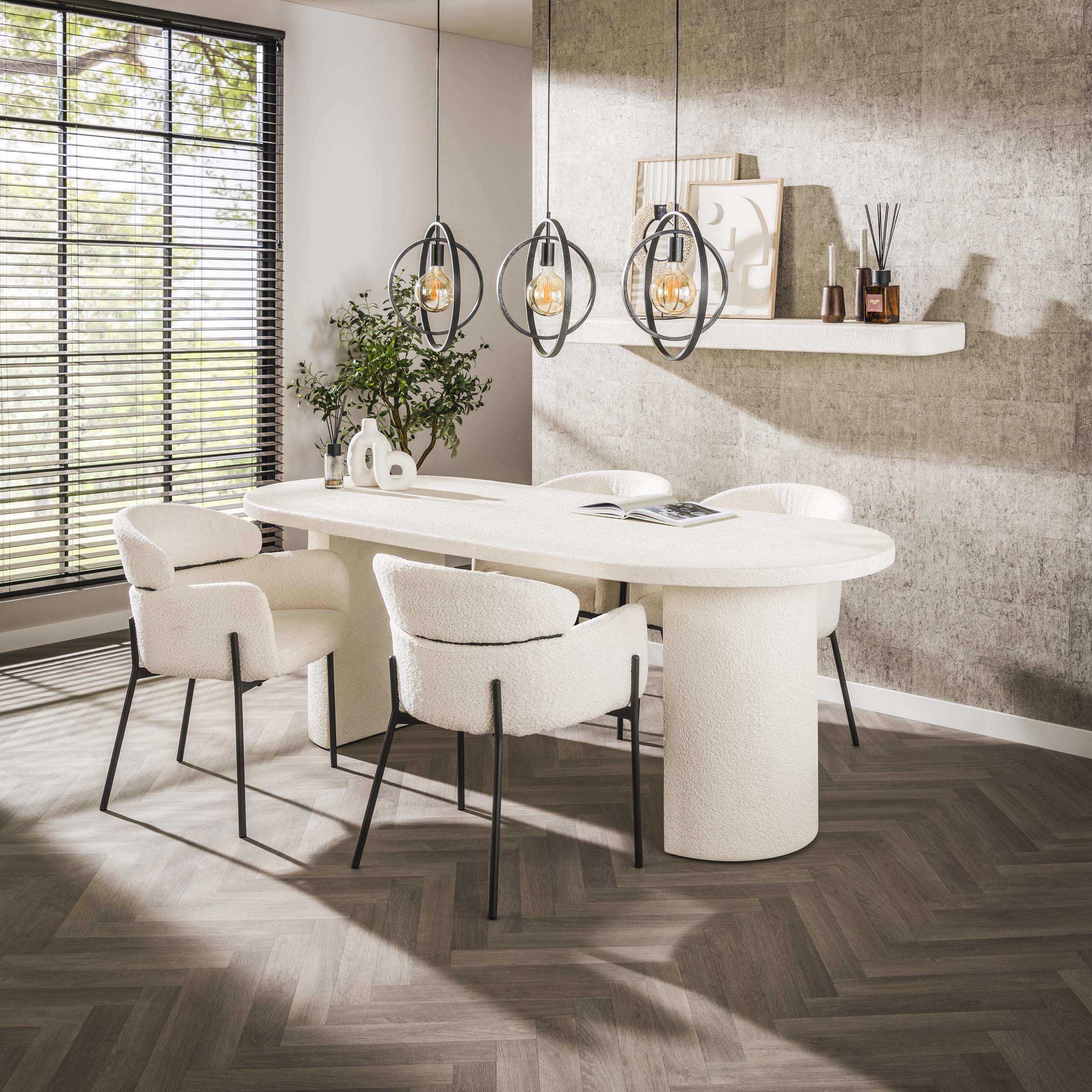 Eettafel Arch Stone | Plat ovaal | Marmer composiet