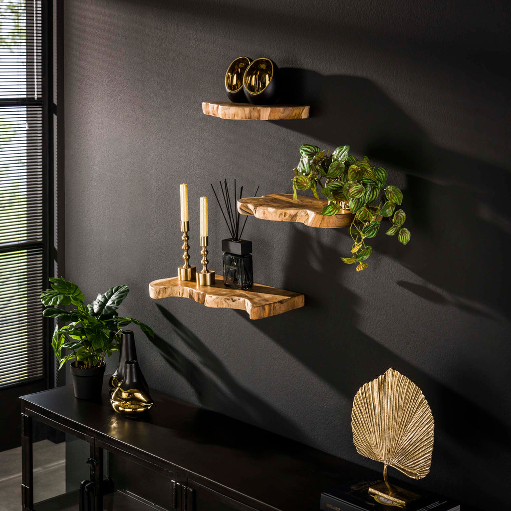 Wandplankset Natural Line | Set van 3 | Massief teak