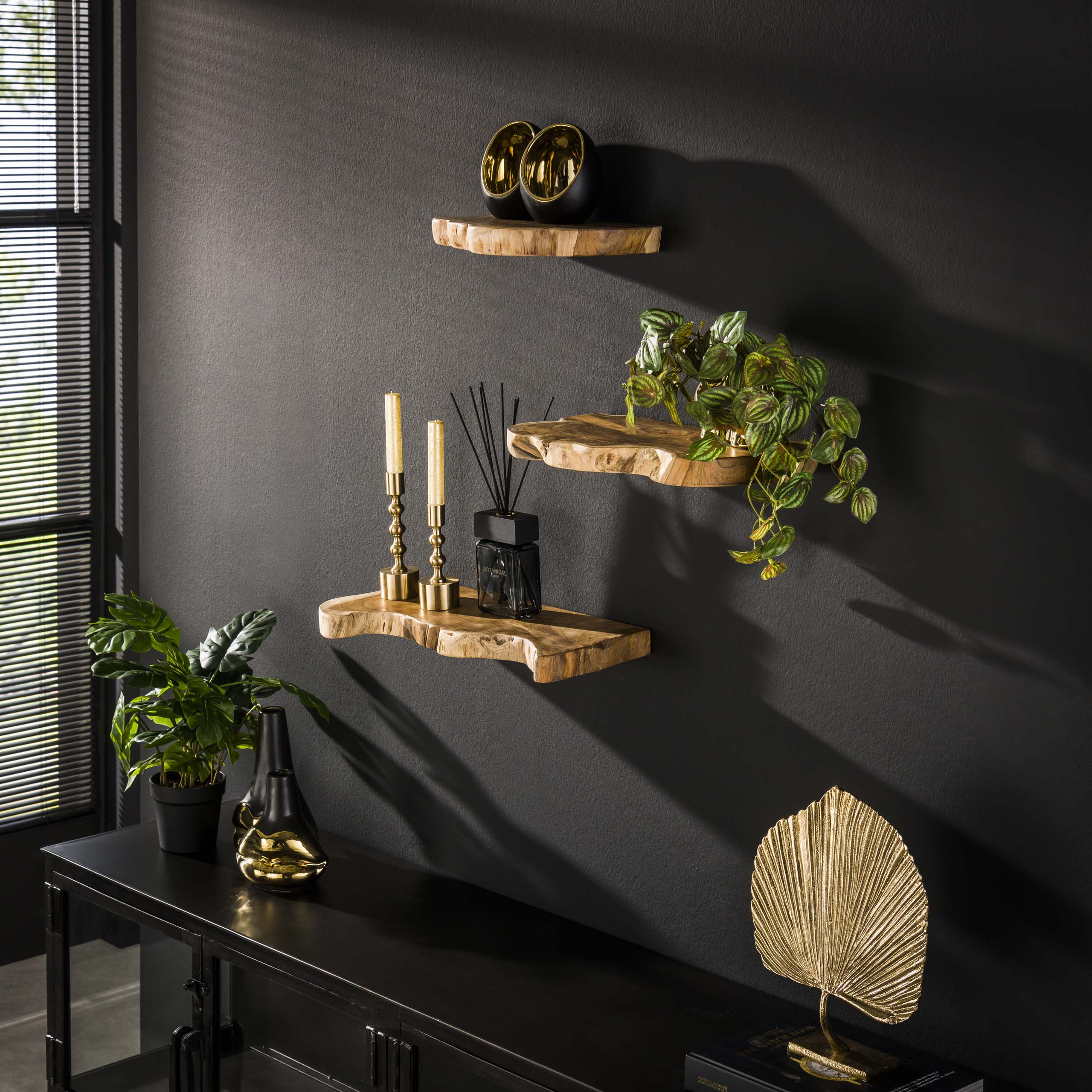 Wandplankset Natural Line | Set van 3 | Massief teak