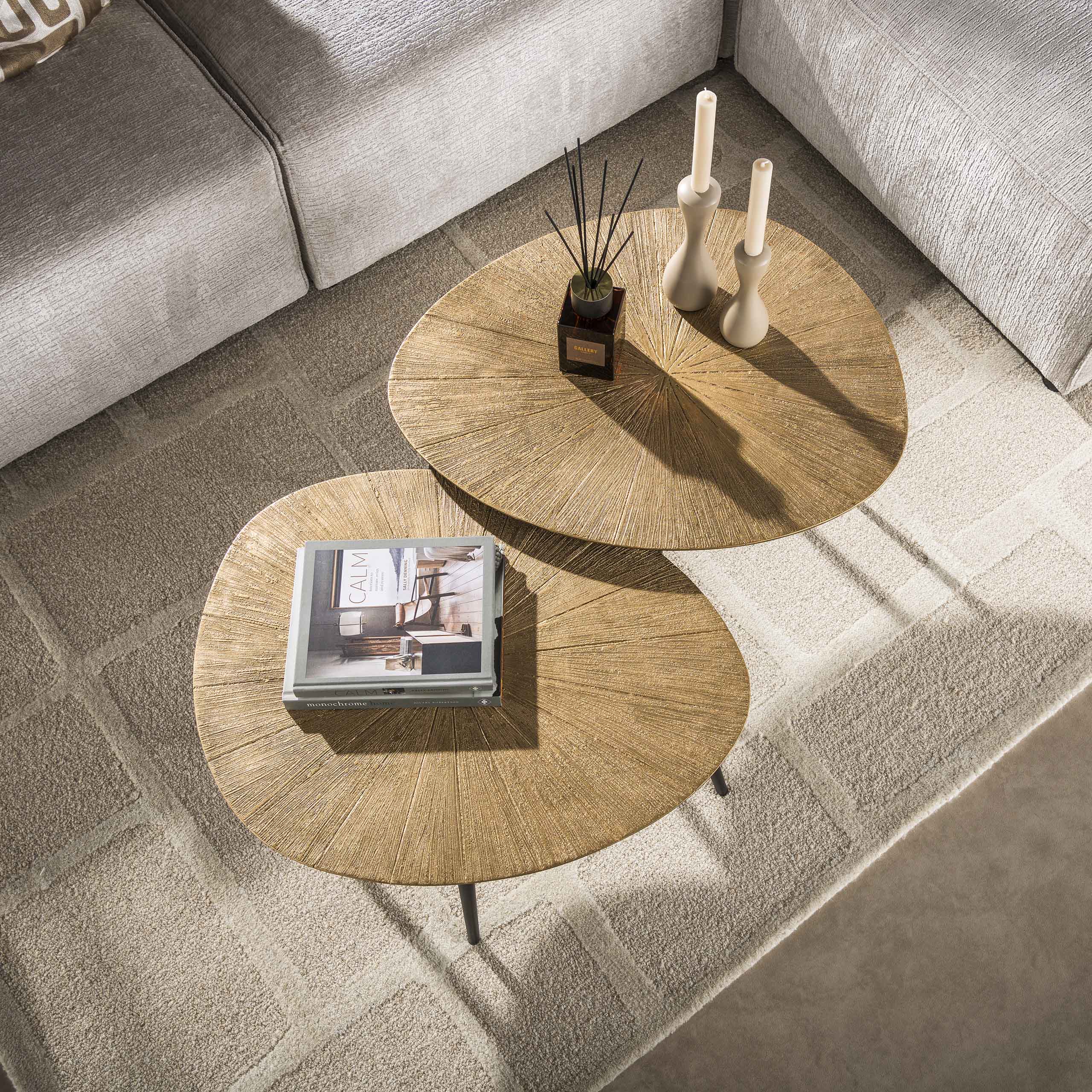 Salontafel Ray Organisch | Set van 2 | Antiek goud
