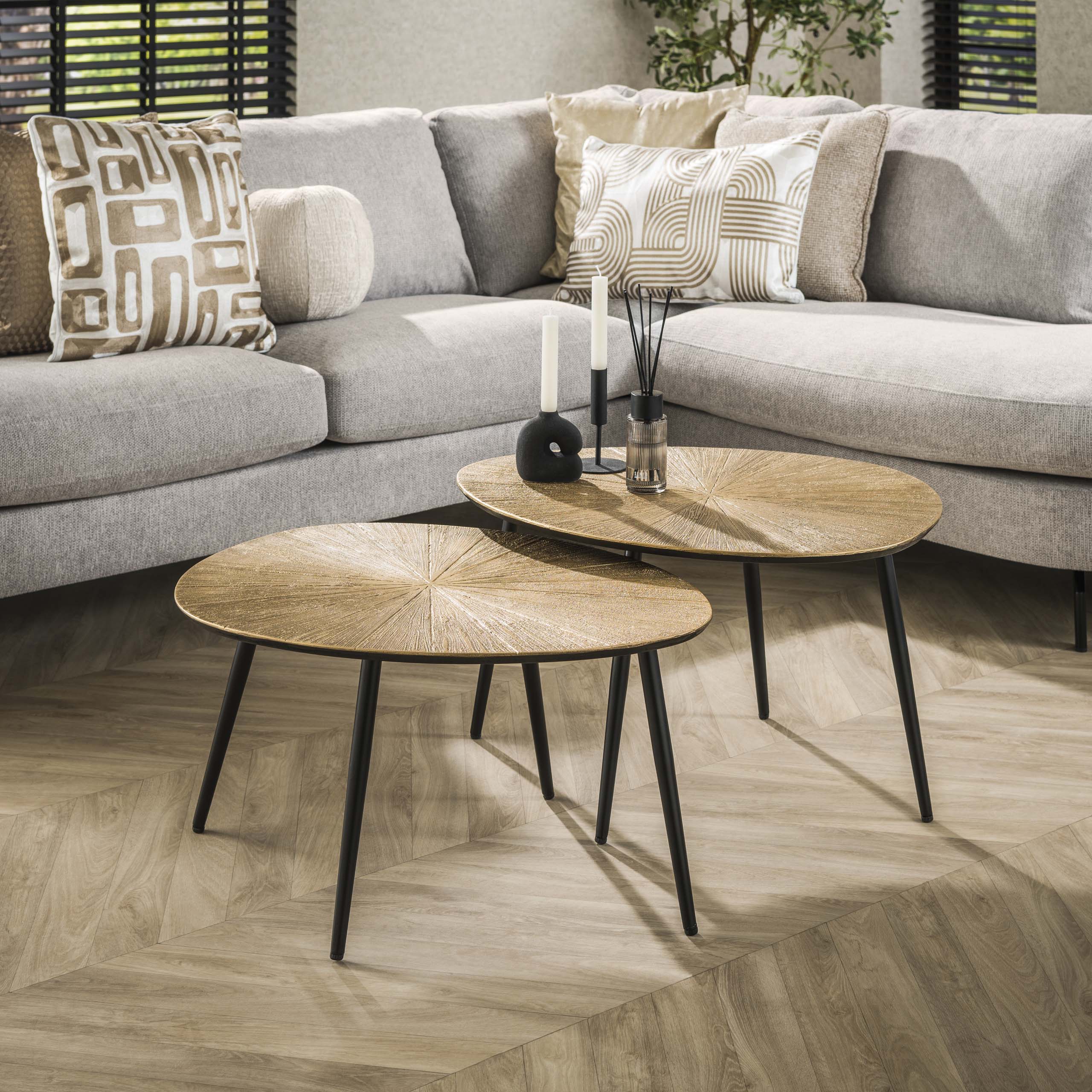 Salontafel Ray Organisch | Set van 2 | Antiek goud