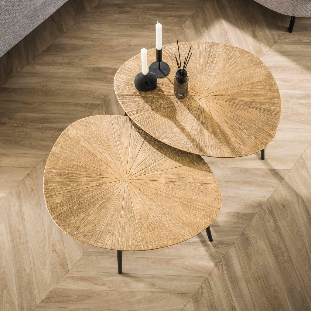 Salontafel Ray Organisch | Set van 2 | Antiek goud