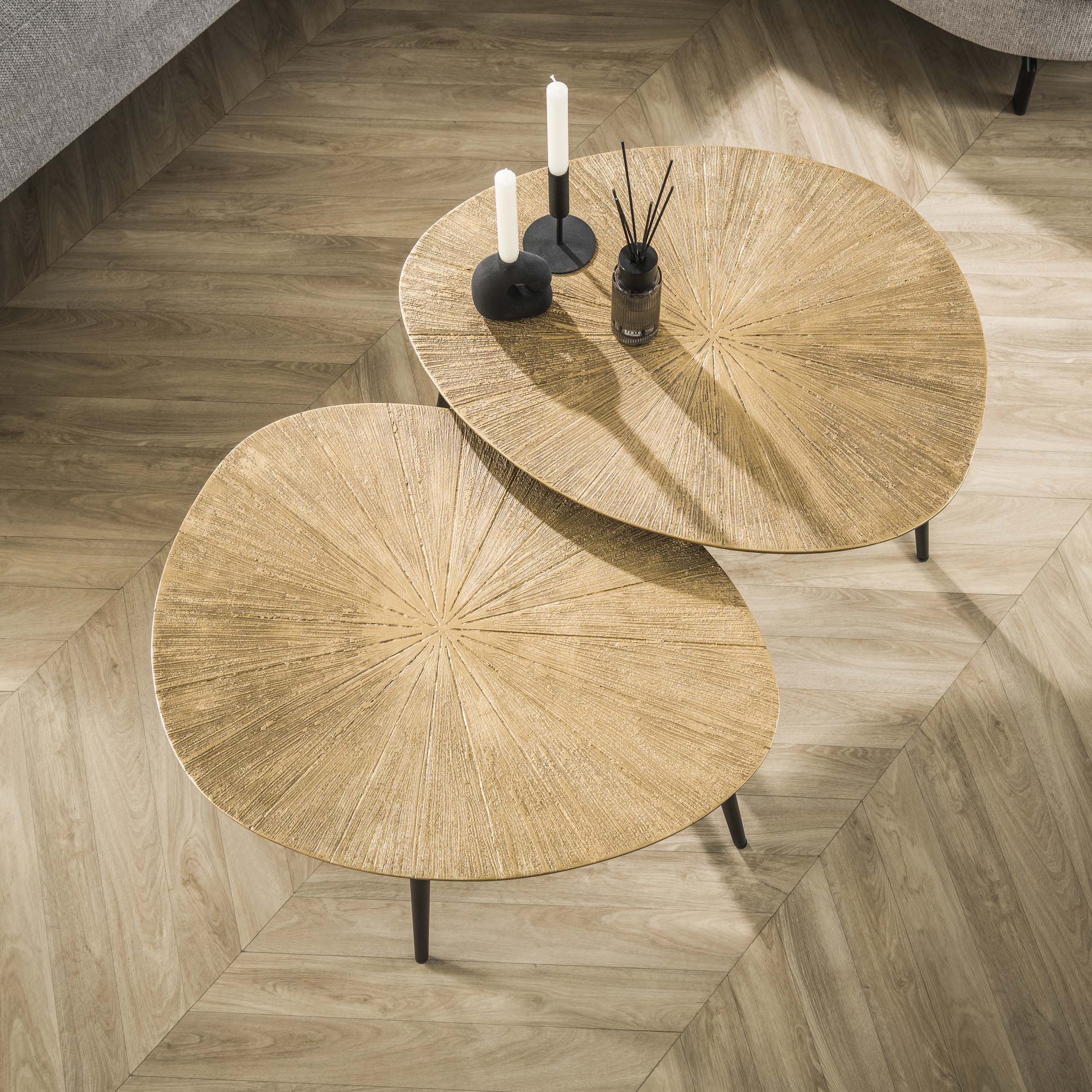 Salontafel Ray Organisch | Set van 2 | Antiek goud