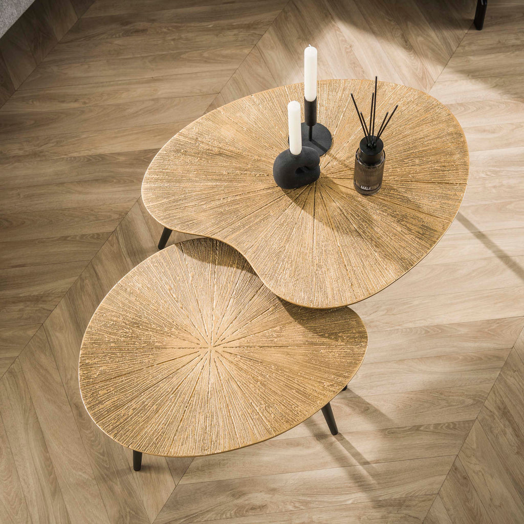 Salontafel Ray | Niervormig | Set van 2 | Antiek goud