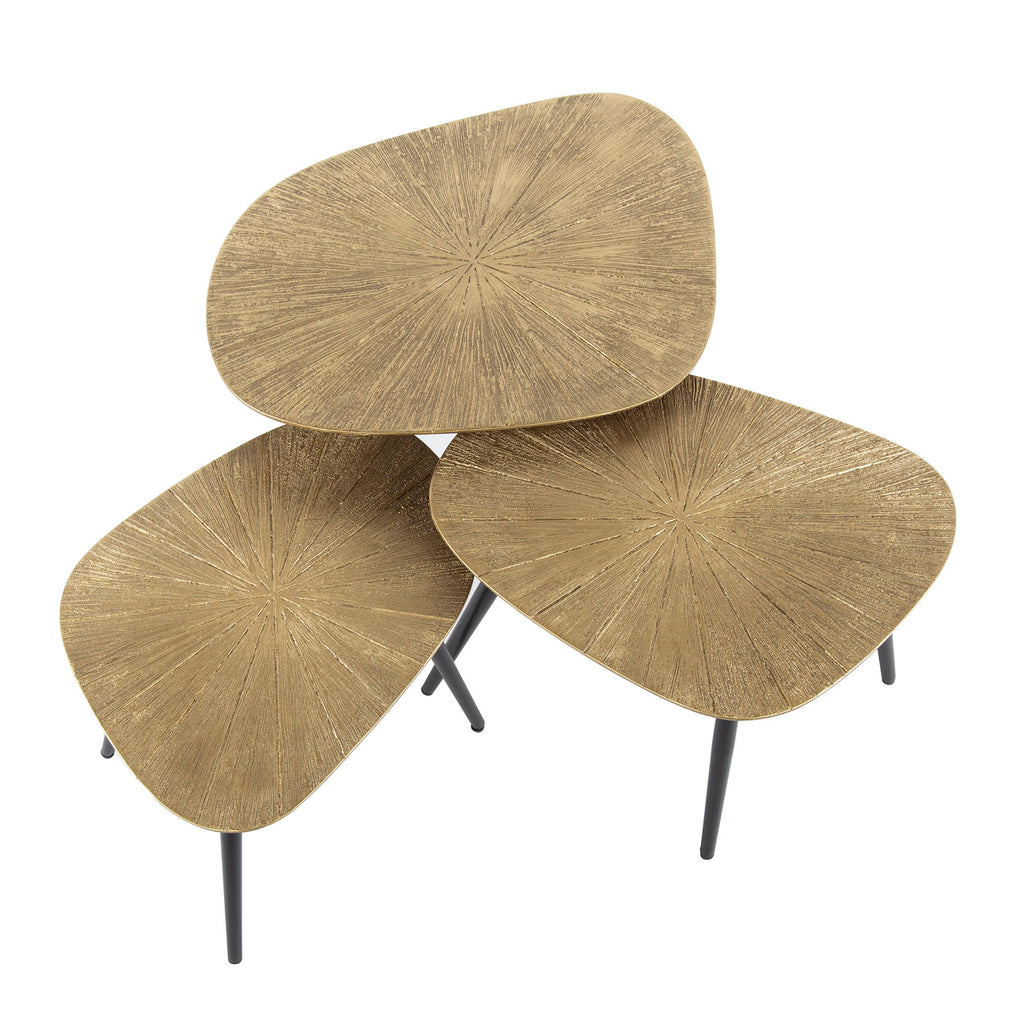 Salontafel Ray vierhoekig | Set van 3 | Antiek goud
