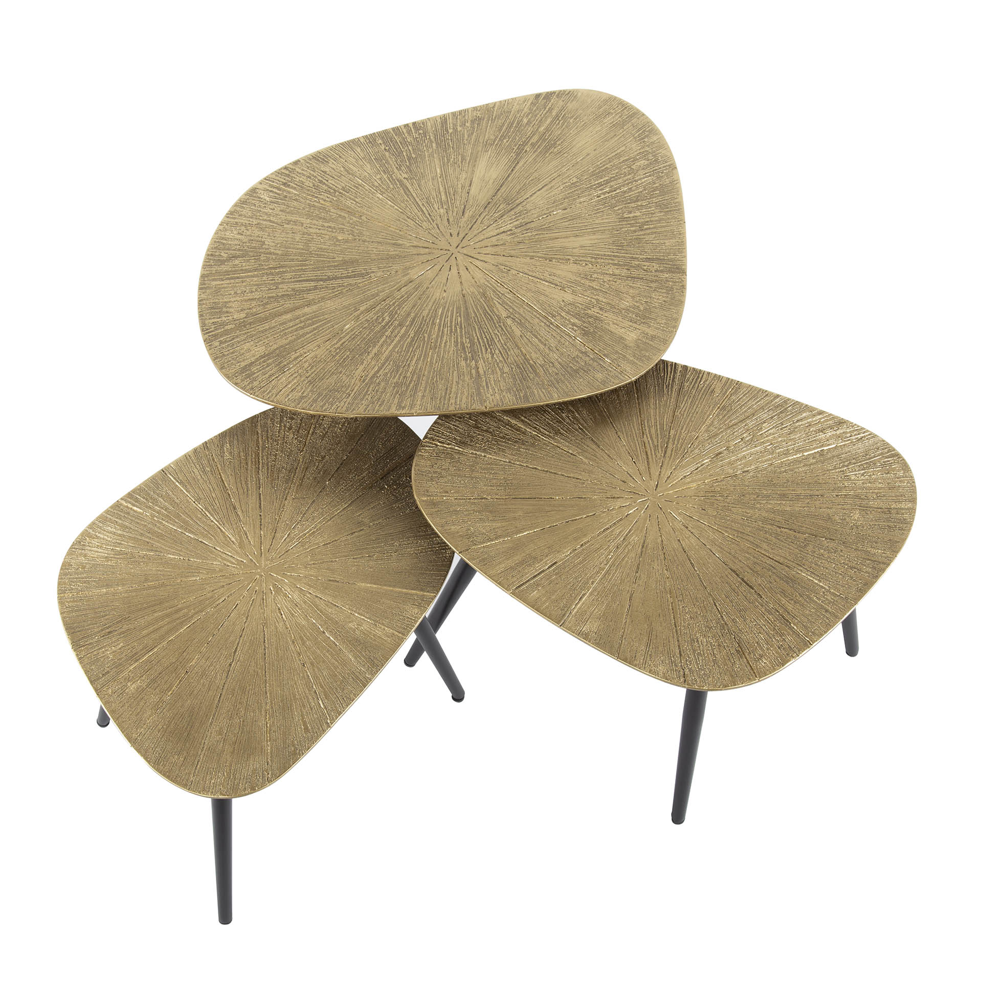 Salontafel Ray vierhoekig | Set van 3 | Antiek goud