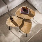 Salontafel Ray vierhoekig | Set van 3 | Antiek goud