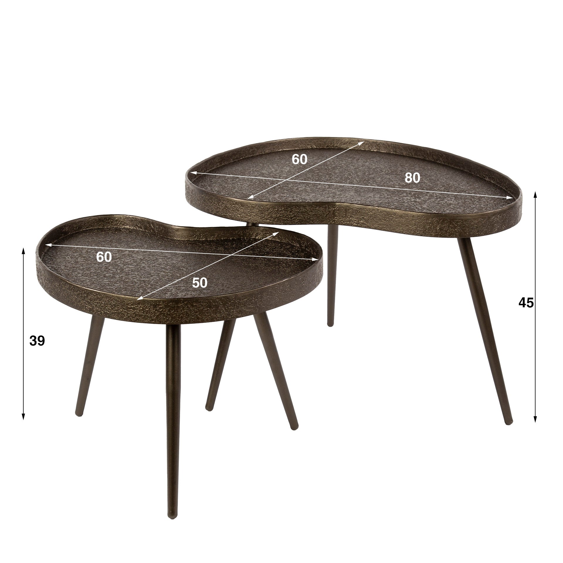 Salontafel Contour | Niervormig | Set van 2 | Brons