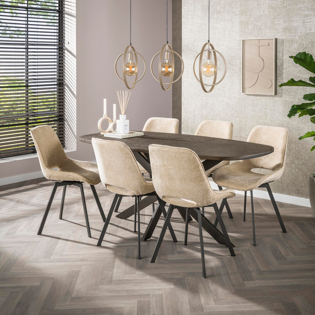 Eettafel Bronvik | Deens ovaal 180 cm | Brons liquid metal