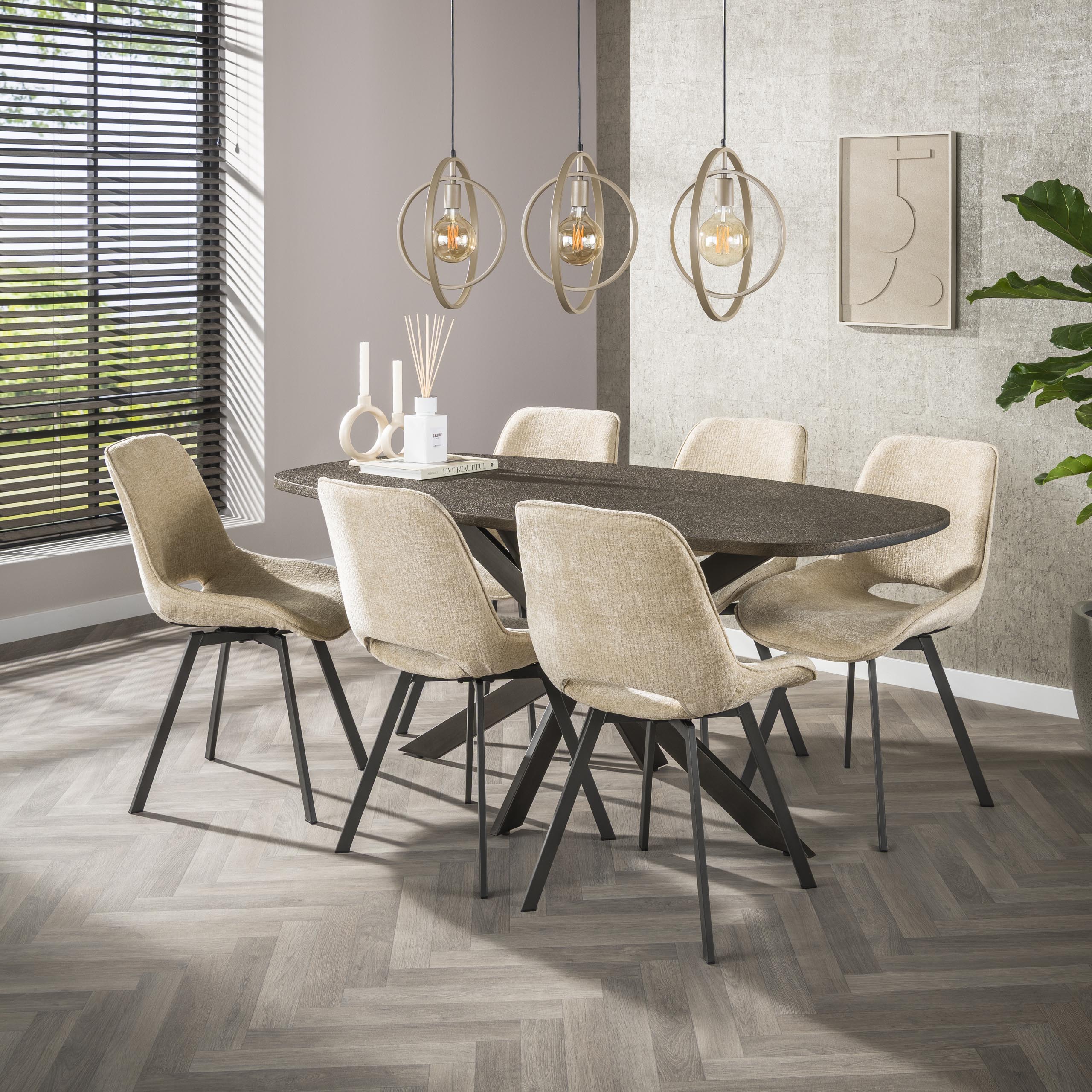 Eettafel Bronvik | Deens ovaal 180 cm | Brons liquid metal