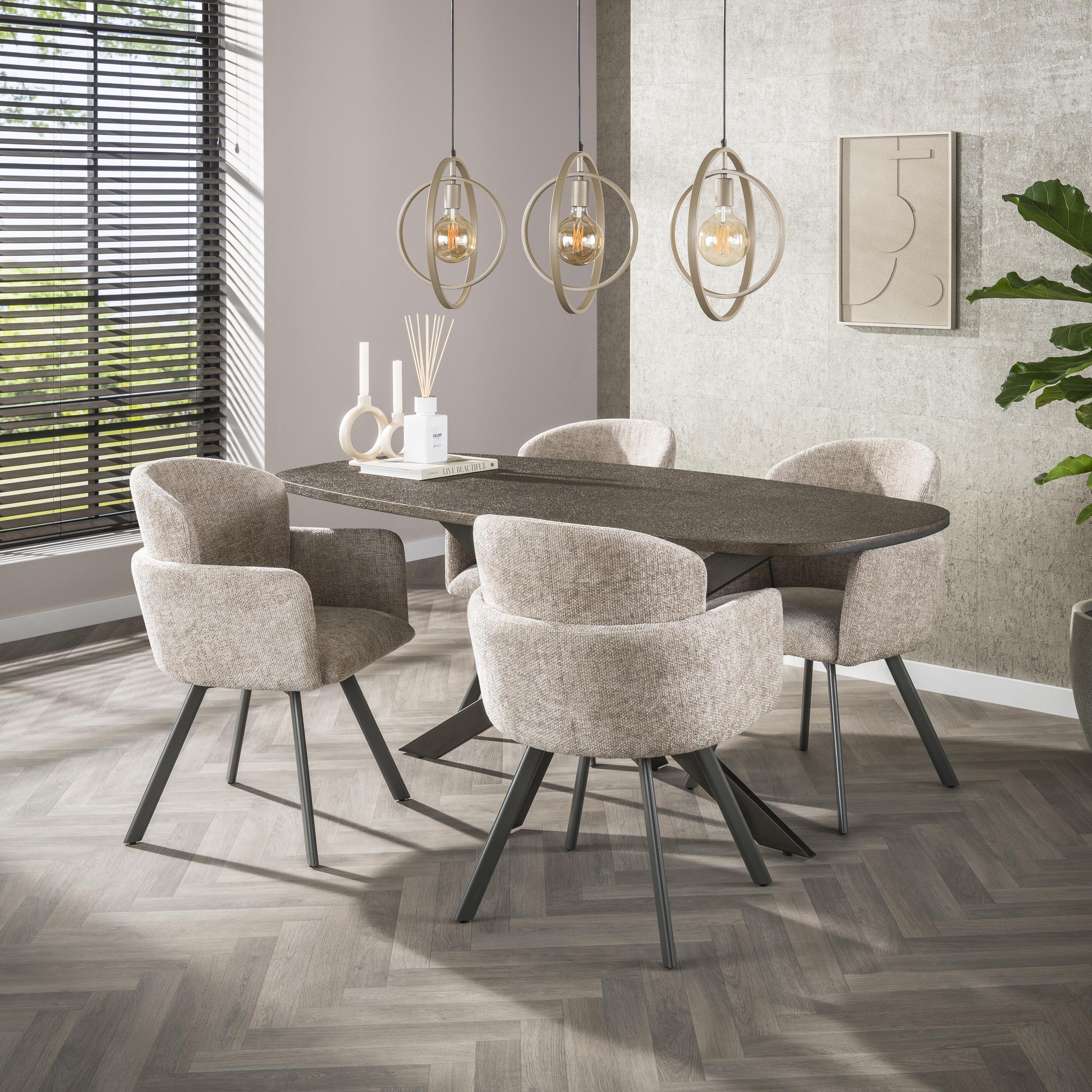 Eettafel Bronvik | Deens ovaal 180 cm | Brons liquid metal