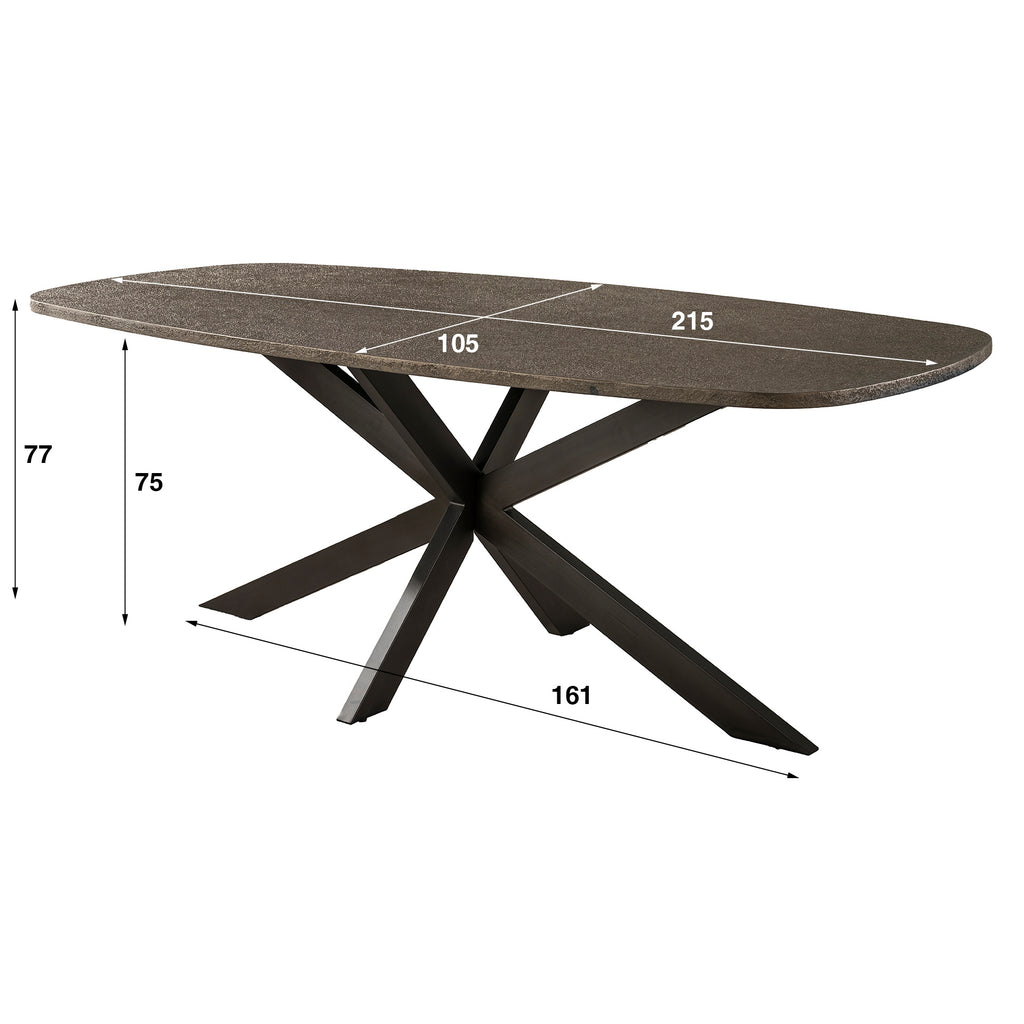 Eettafel Bronvik Deens Ovaal | 215 cm | Brons liquid metal