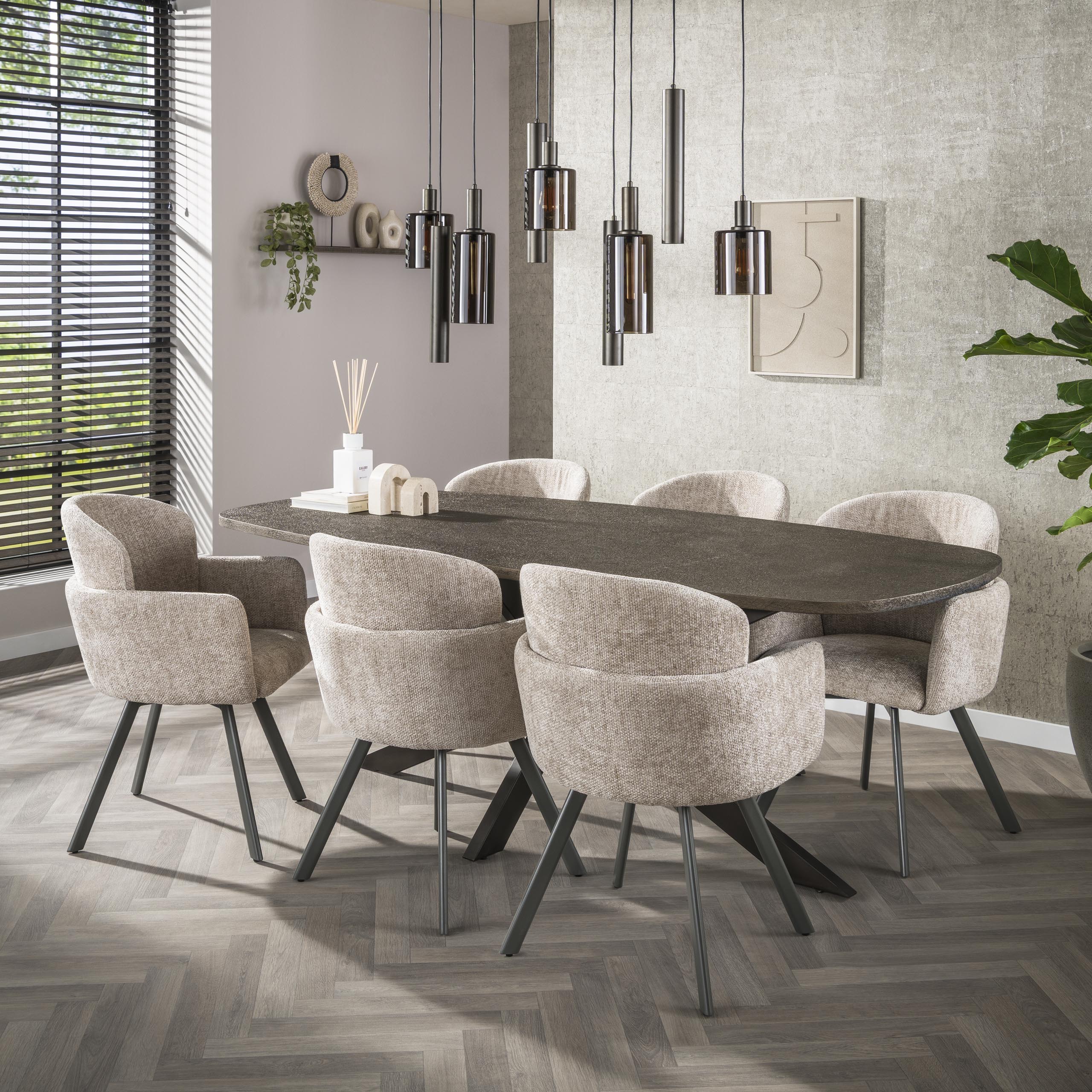 Eettafel Bronvik Deens Ovaal | 215 cm | Brons liquid metal