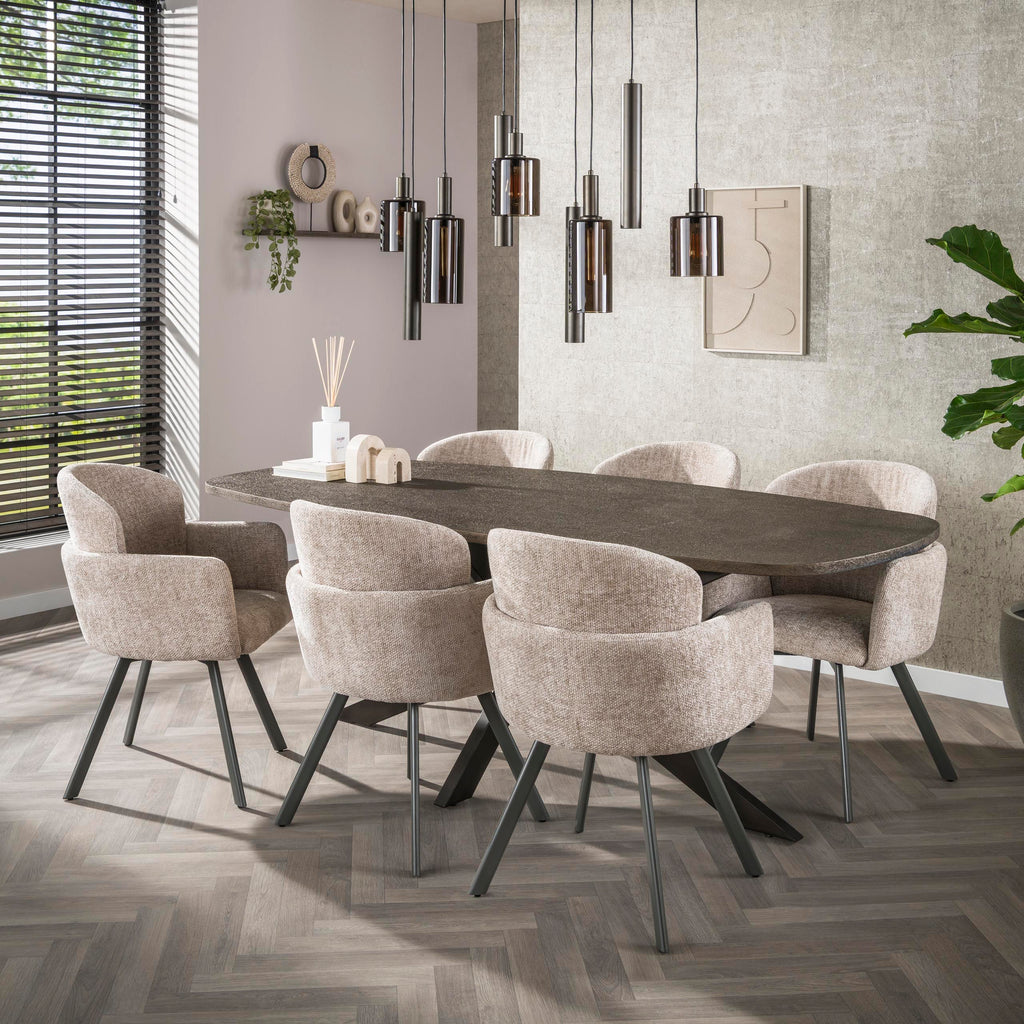 Eettafel Bronvik Deens Ovaal | 215 cm | Brons liquid metal