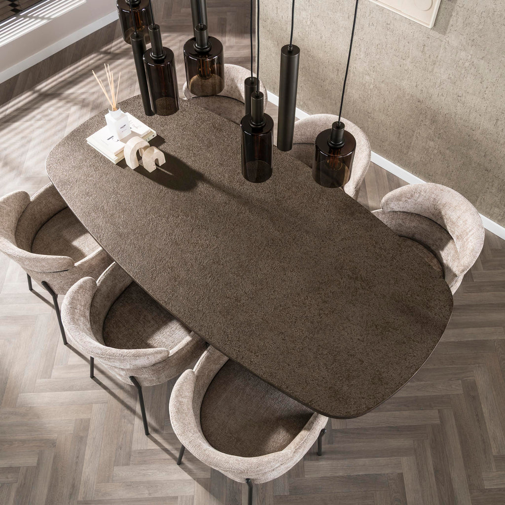 Eettafel Bronvik Deens Ovaal | 215 cm | Brons liquid metal