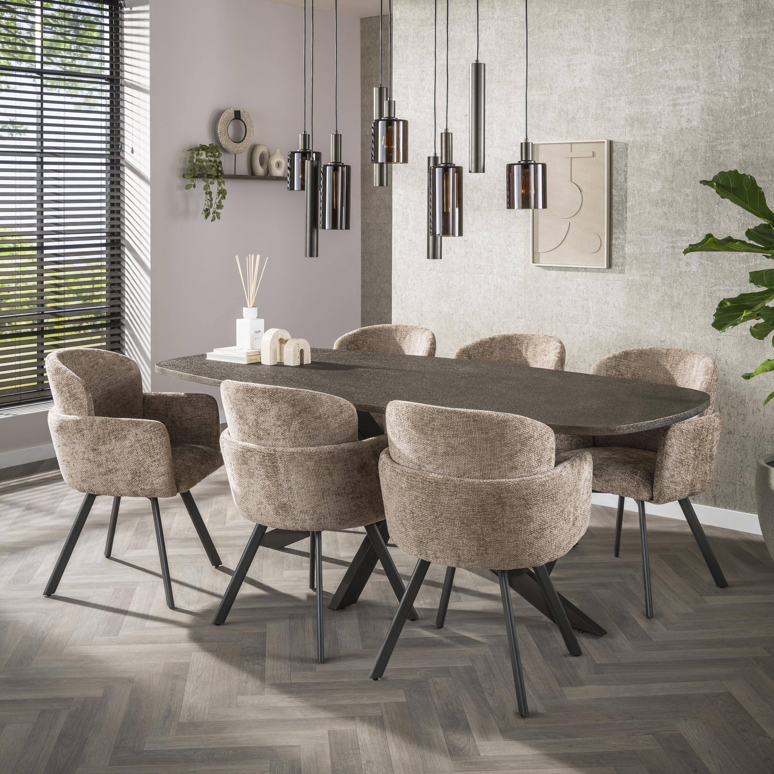 Eettafel Bronvik Deens Ovaal | 215 cm | Brons liquid metal