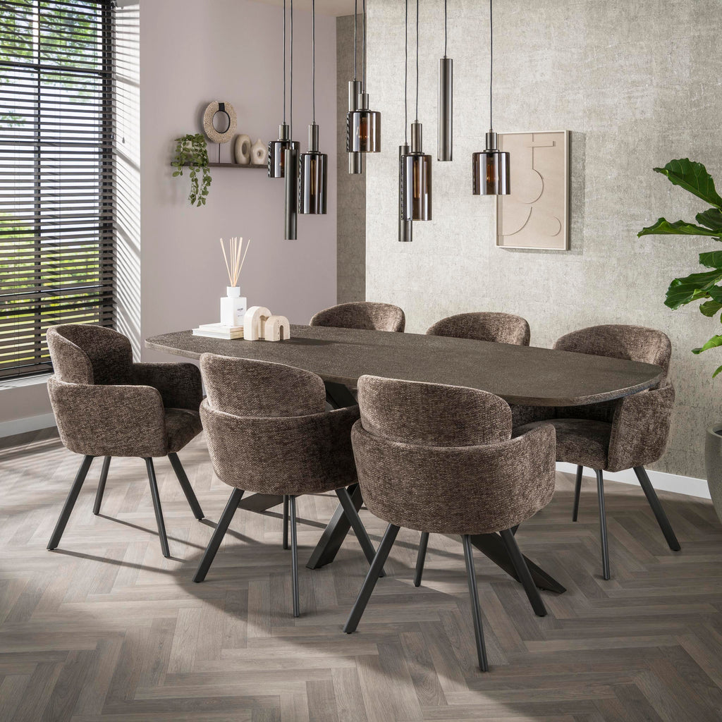 Eettafel Bronvik Deens Ovaal | 215 cm | Brons liquid metal