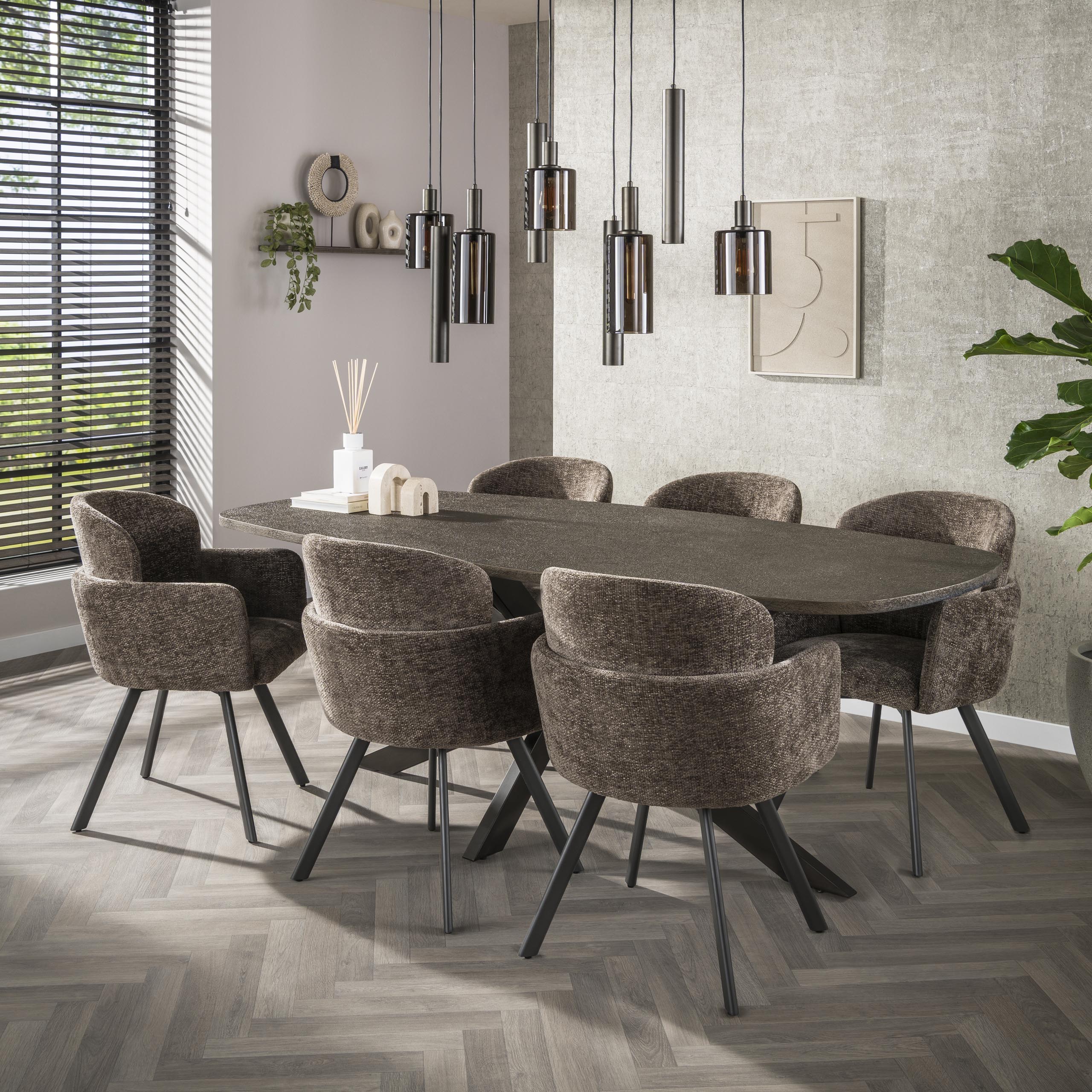 Eettafel Bronvik Deens Ovaal | 215 cm | Brons liquid metal