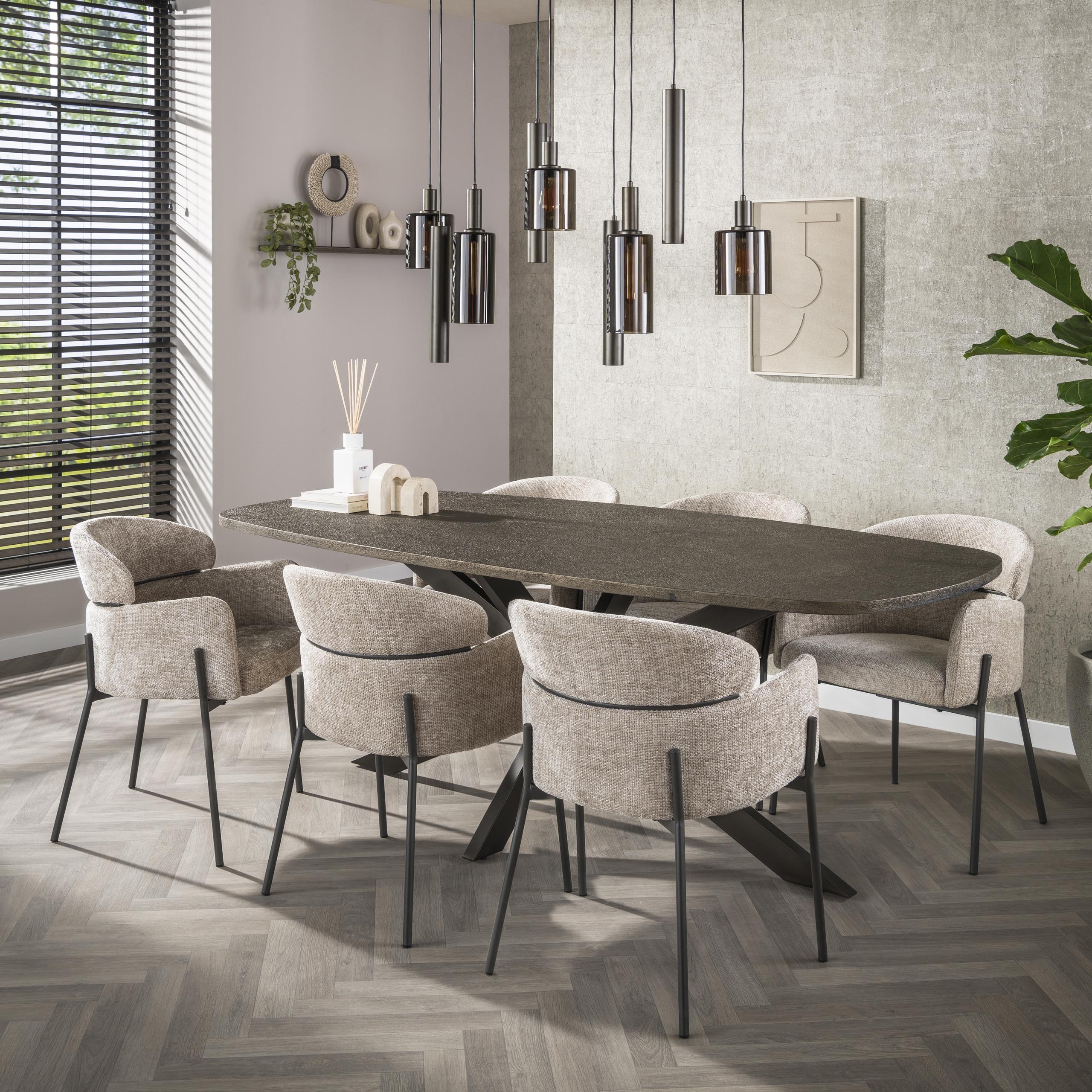 Eettafel Bronvik Deens Ovaal | 215 cm | Brons liquid metal