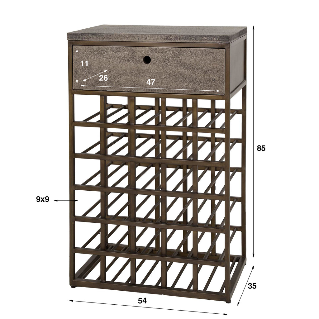 Wijnkast Ferro | Antiek brons | 1 Lade