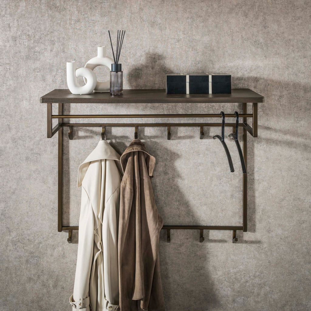 Kapstok Ferro hoog | Roede & Hoedenplank | Antiek brons