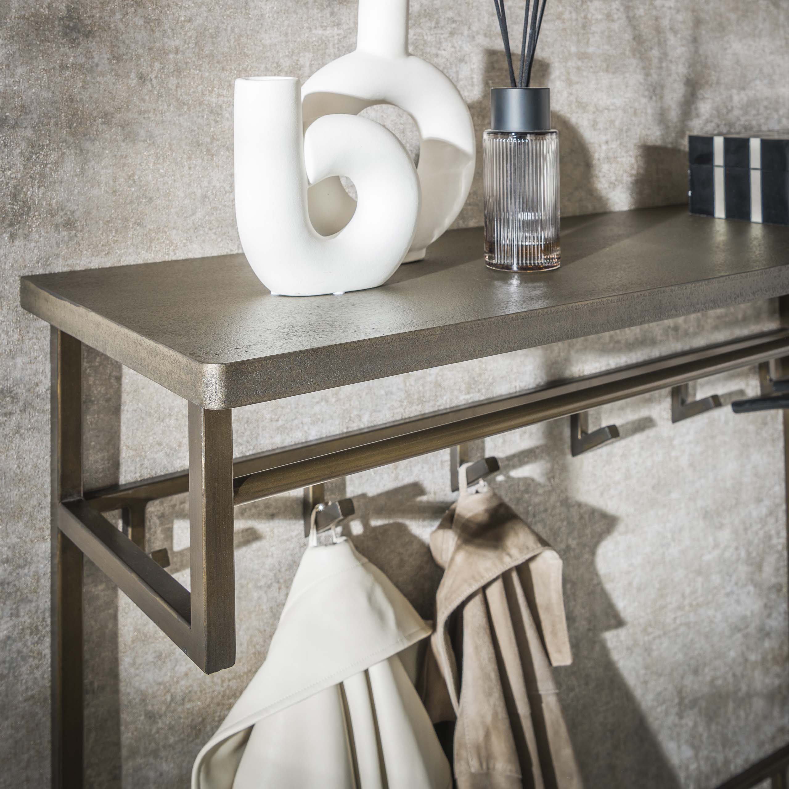 Kapstok Ferro hoog | Roede & Hoedenplank | Antiek brons