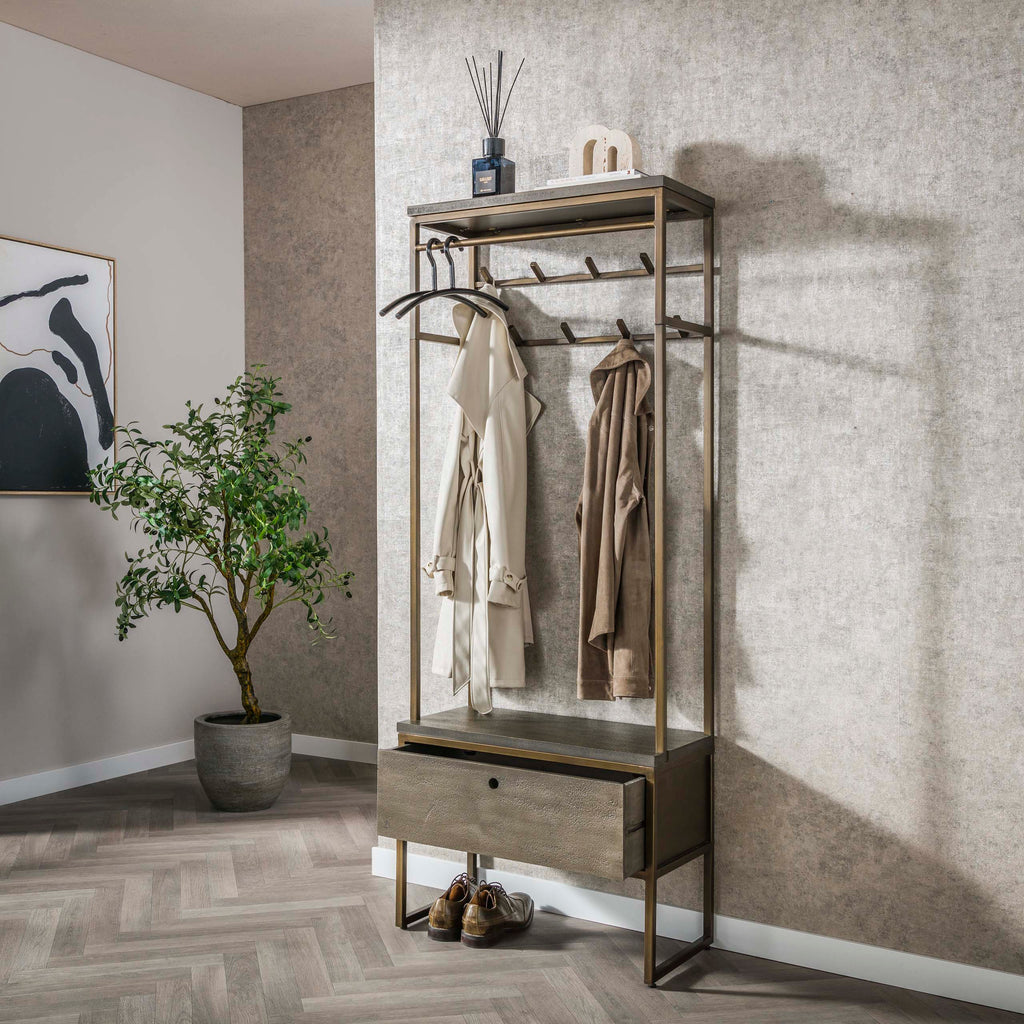 Garderobemeubel Ferro | Antiek brons | 8 haken