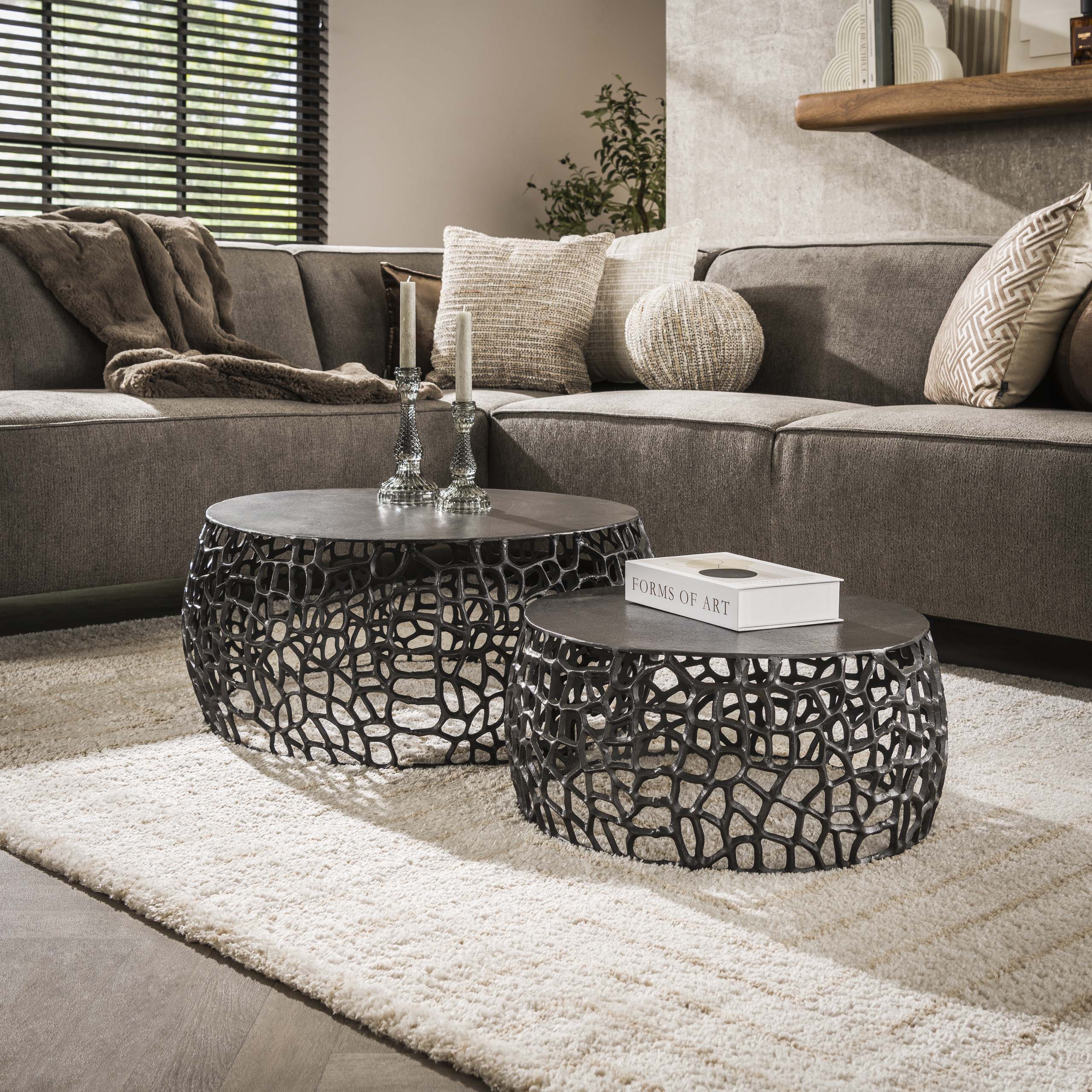 Salontafel Maze | Set van 2 | Zwart nikkel