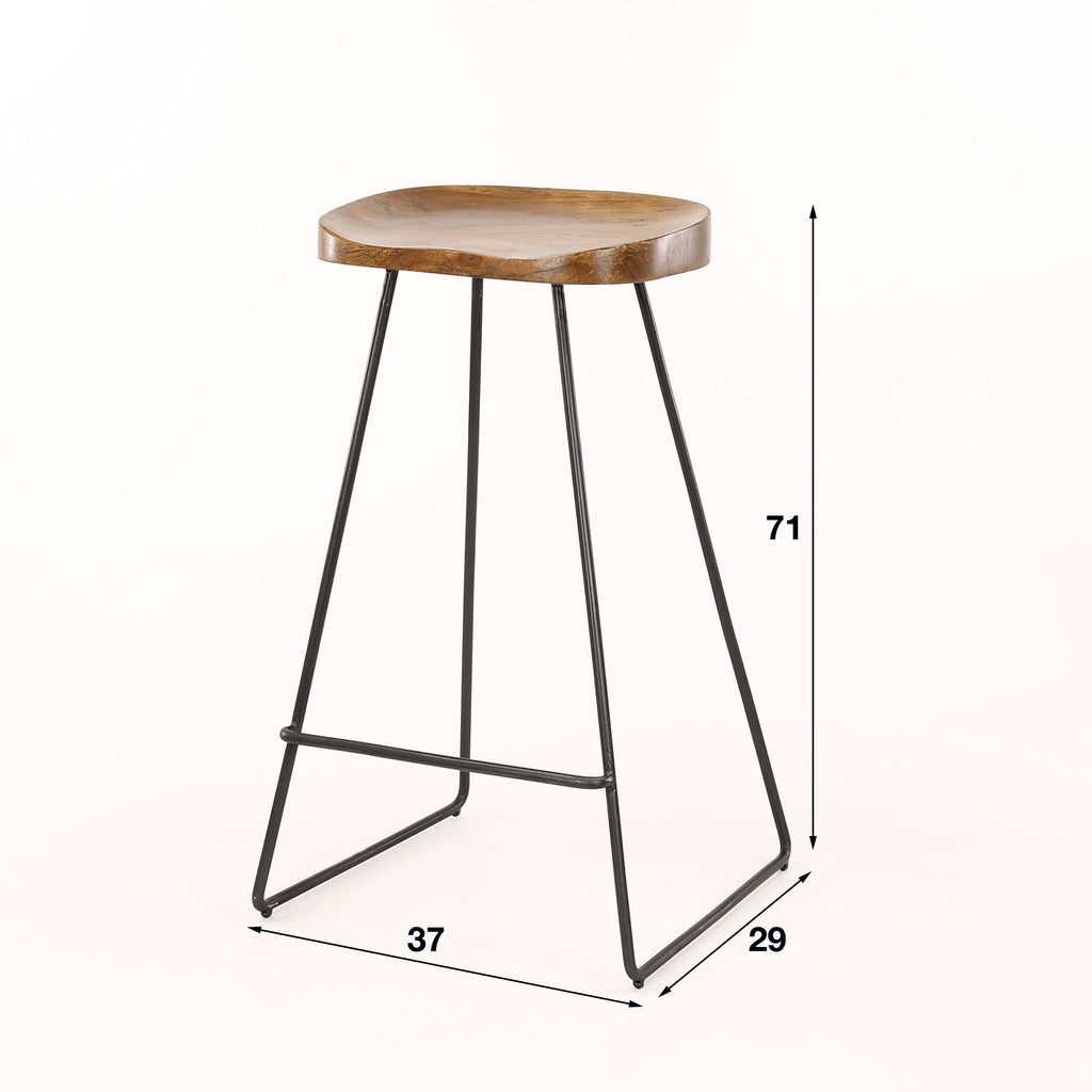 Barstoel Wooden Seat | Set van 4 | Massief acacia