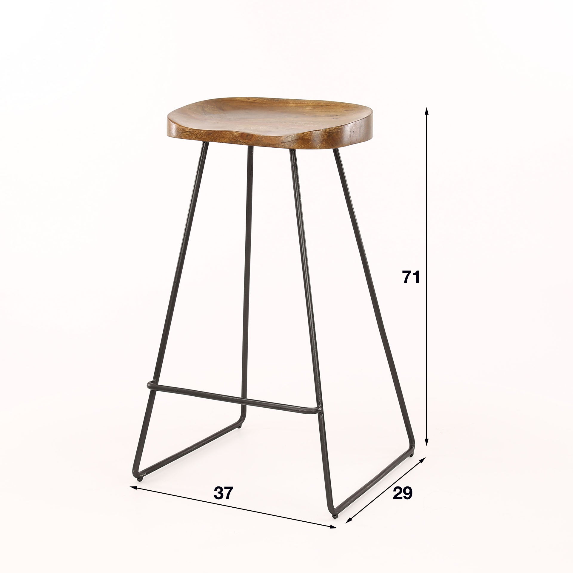 Barstoel Wooden Seat | Set van 4 | Massief acacia