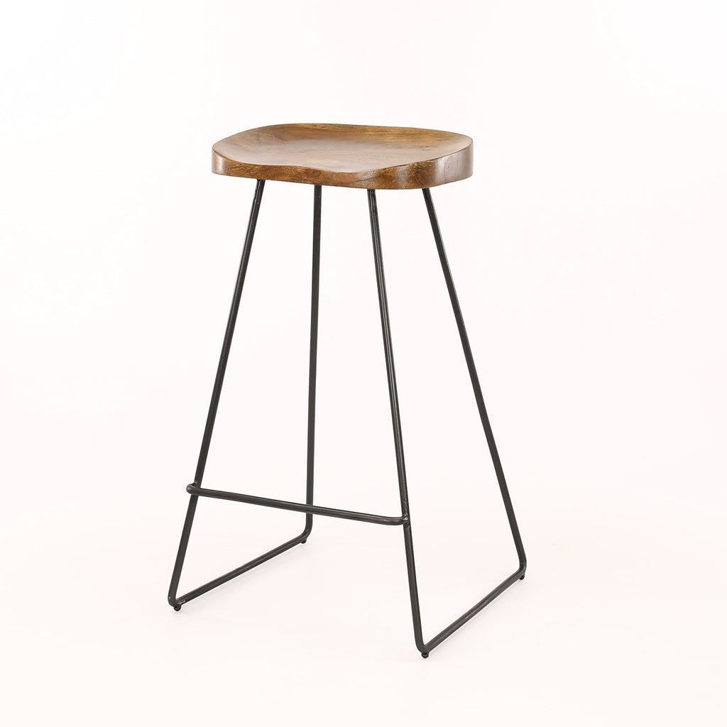 Barstoel Wooden Seat | Set van 4 | Massief acacia