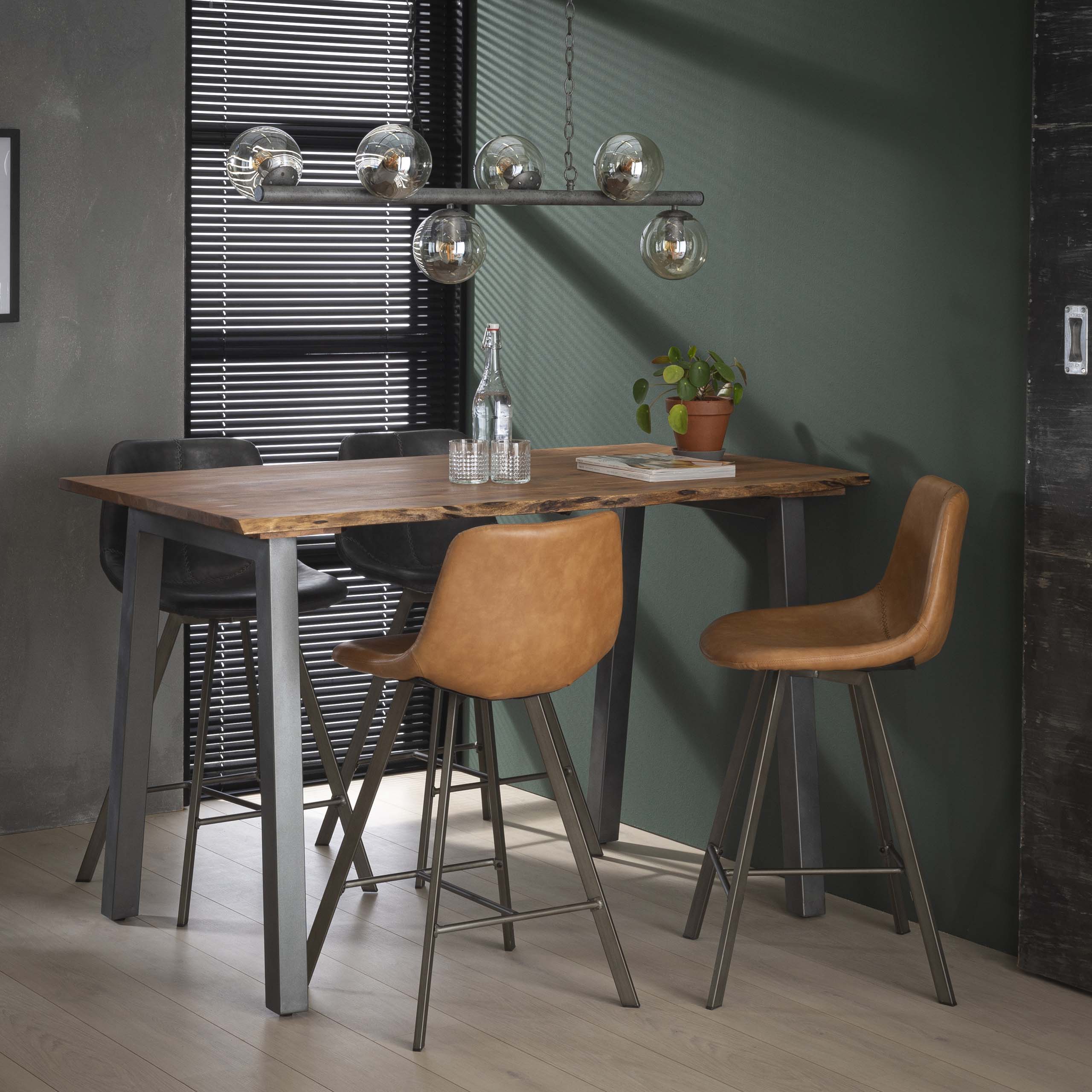 Barstoel Zig-Zag | Saddle PU | Bruin | Per 4