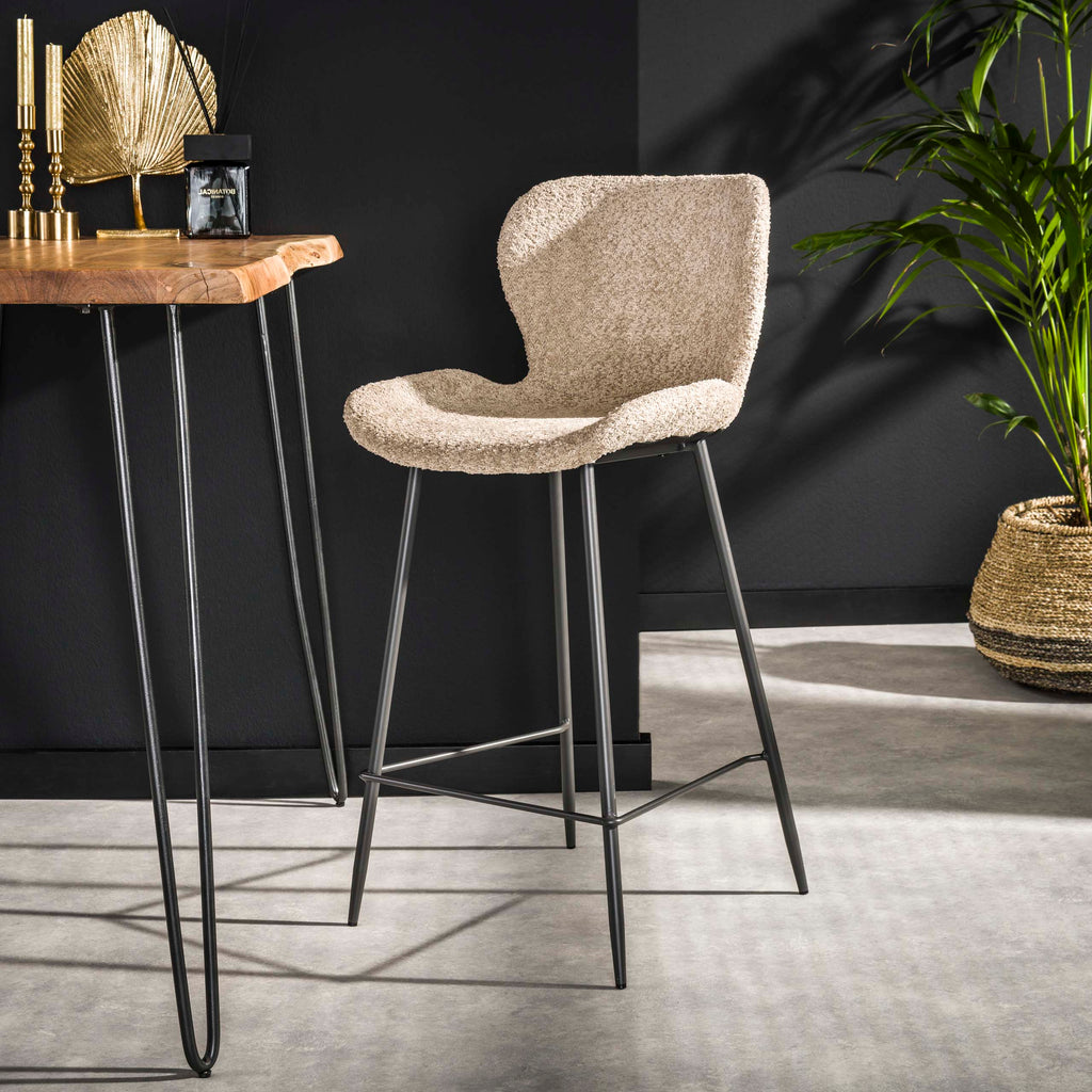 Barstoel Rondea | Bouclé zand | Set van 4