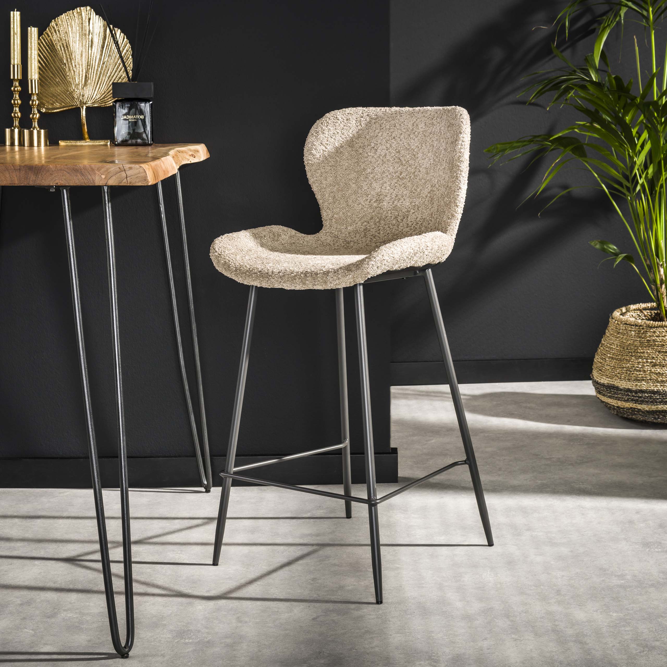 Barstoel Rondea | Bouclé zand | Set van 4
